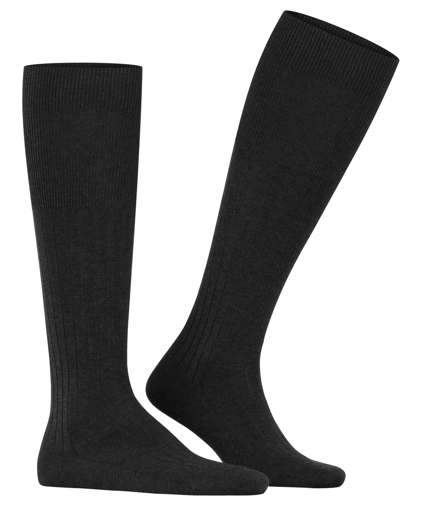 FALKE Mężczyźni Podkolanówki Milano M Kh Bawełna długie jednokolorowe 1 Para, Szary Anthracite Melange 3190, 45-46