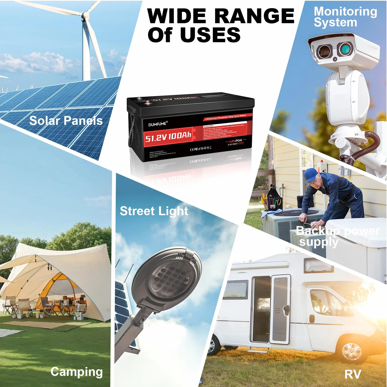 48V 100Ah Bateria Litowa Lifepo4 do Golfowego, Ochrona BMS 200A przed Niską Temperaturą, Bateria 48 Volt wspiera do 5 kW, Perfekcyjna do Wózka Golfowego, Kamperów i Zastosowań Off-Grid