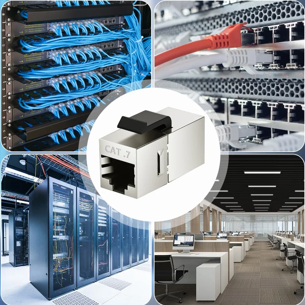 OFFCUP 5X Keystone Moduł CAT 7 RJ45, 10 Gbit/s Ethernet złącze sieciowe panel łatowy, montaż CAT gniazdo bez użycia narzędzi dzięki złączu bez użycia narzędzi Snap-In, łącznik do przedłużenia, kabel