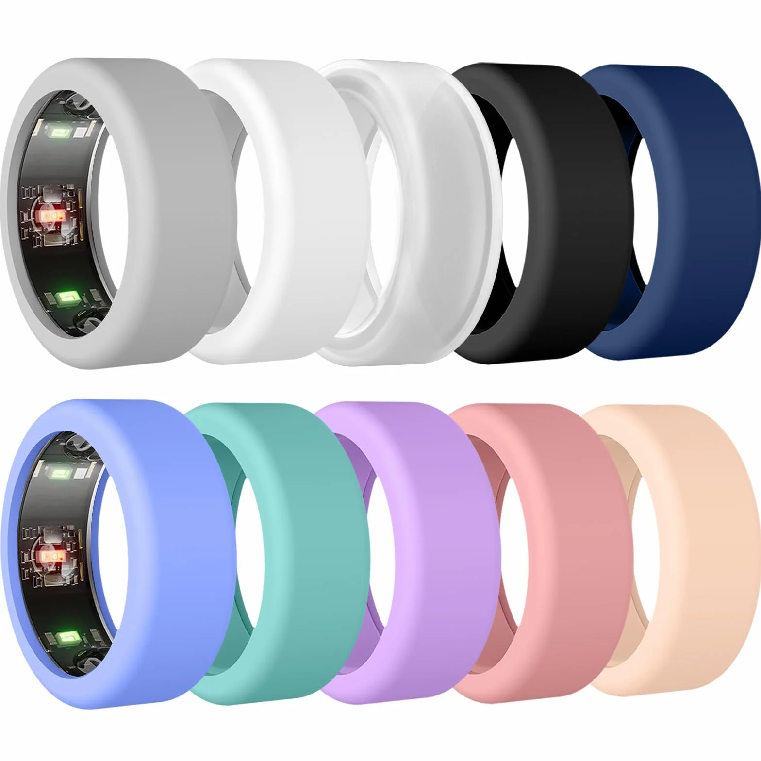 TiMOVO 10Pack Ring Cover Compatible with Ring Gen 4/Gen 3, Anti-scratch elastic silicone case for women men, Size S Colorfu