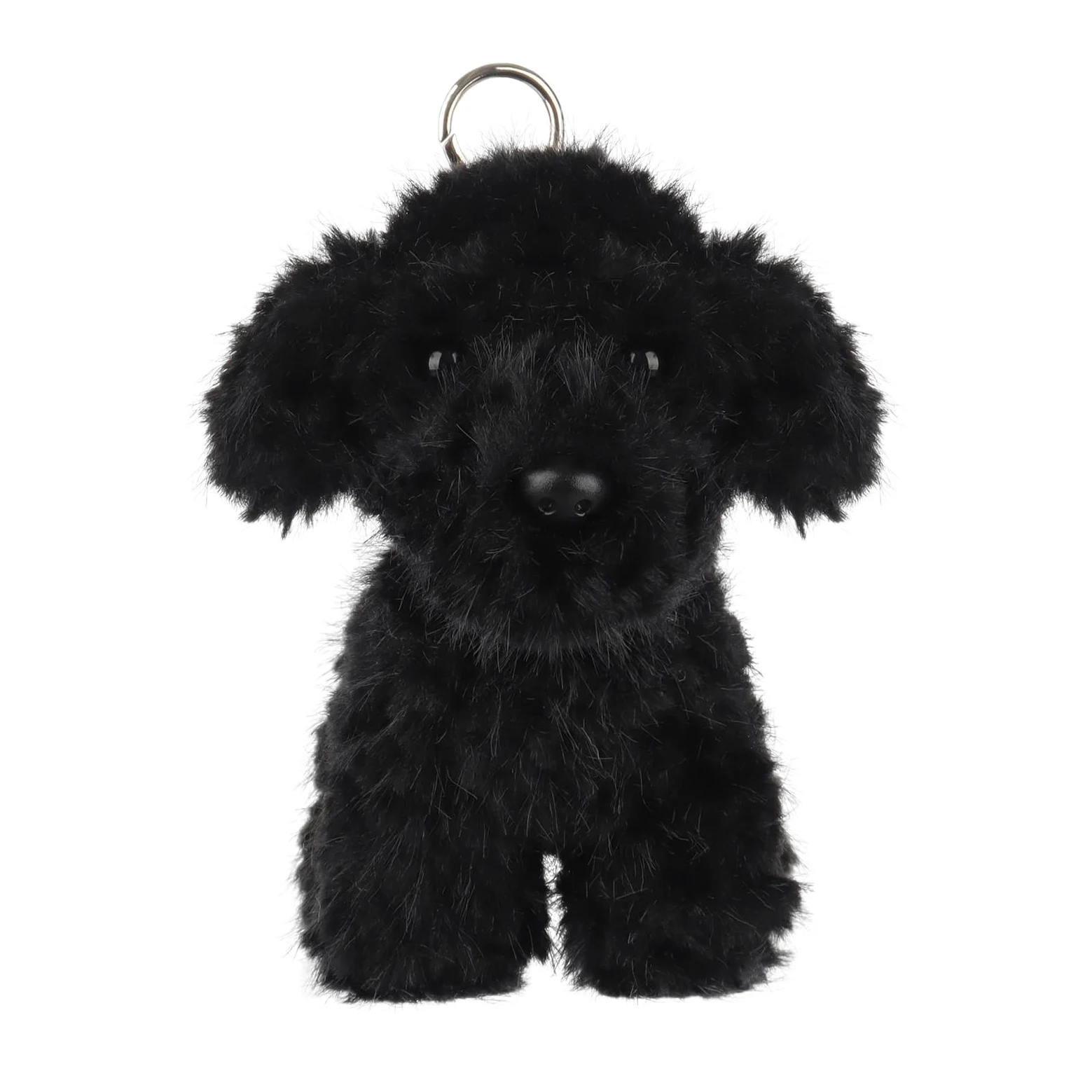 Apricot Lamb Czarny uroczy pudel pies miły brelok do kluczy, miękki wypełniony pluszowy, breloczek do kluczy, zabawka do plecaka dziecięcego, portfela, 14 cm