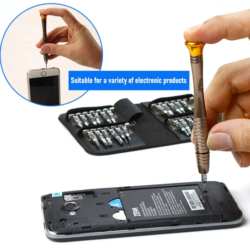 Nowy zestaw precyzyjnych śrubokrętów 25 w 1, elektroniczny zestaw narzędzi do otwierania i naprawy śrubokrętów Torx do telefonów, zegarków, tabletów, czarny