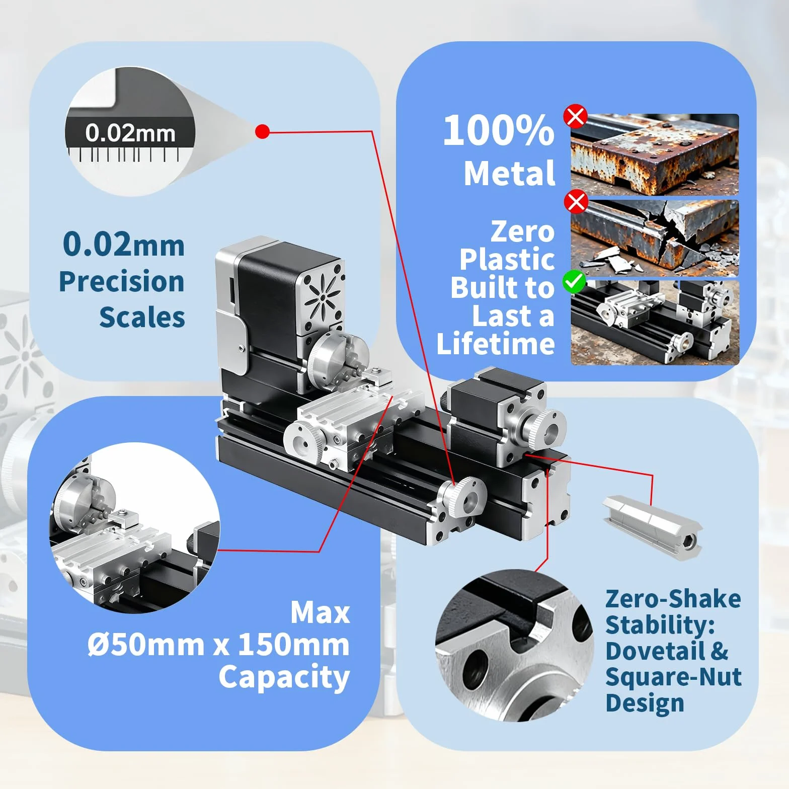 Miniaturowa tokarka 36 W 20000 obr./min Mini metalowa tokarka do hobbystów obróbki drewna
