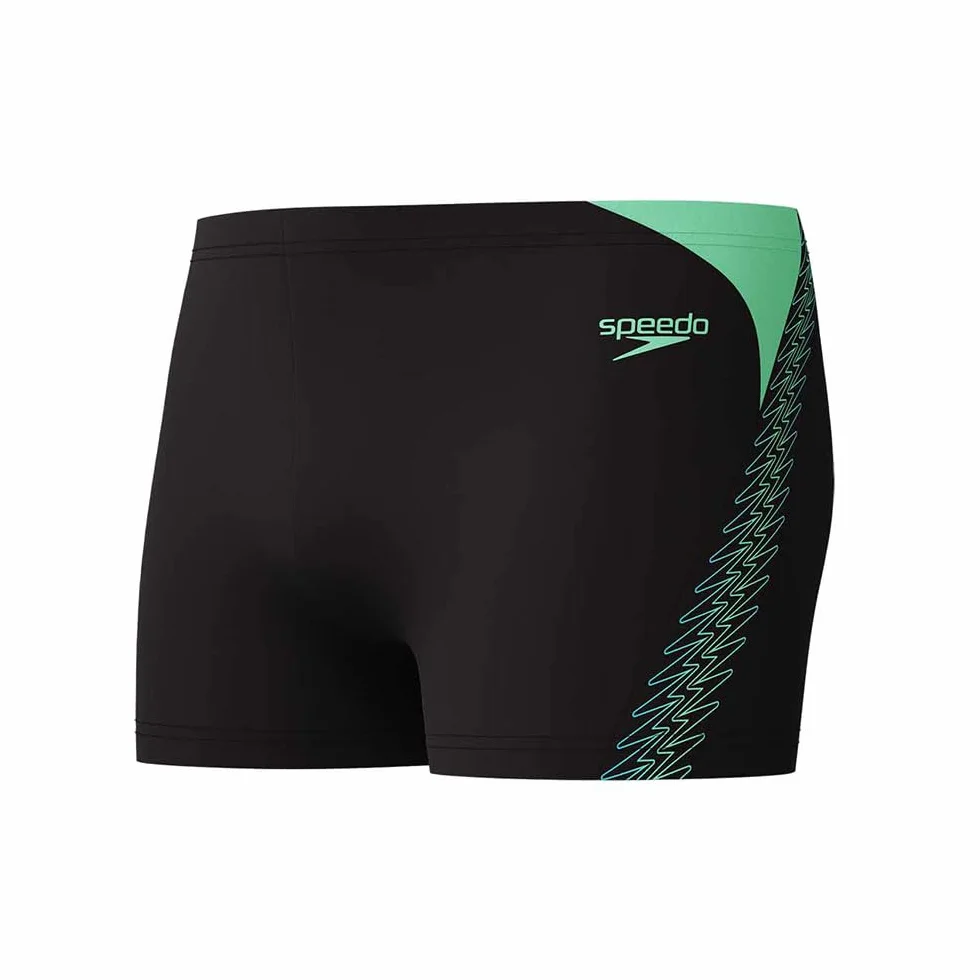 Speedo Męski Hyperboom Splice Aquashort, czarny/zielony lucerna, 40
