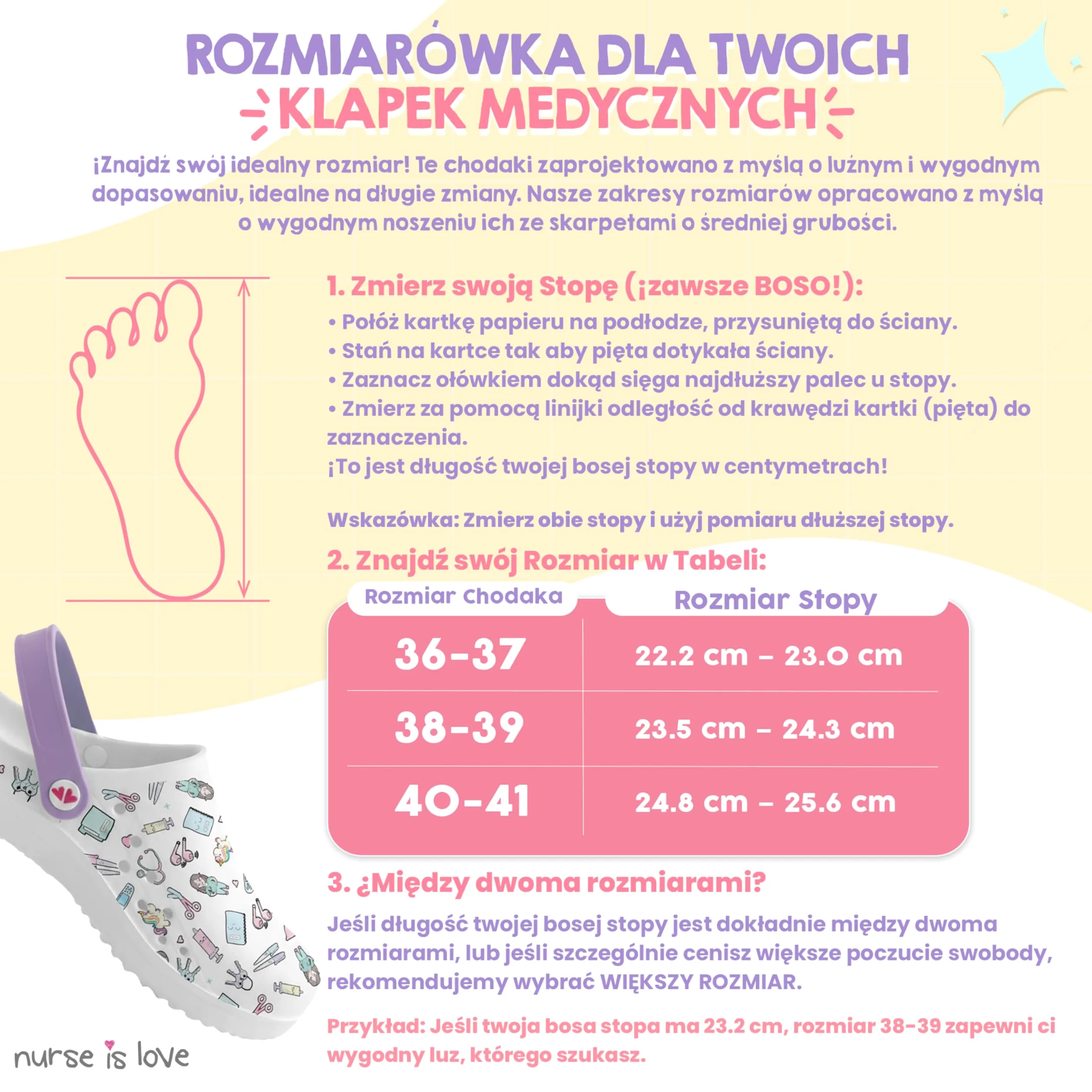 Nurse is Love Chodaki zdrowotne - Ortopedyczne buty zdrowotne z zabawnymi wzorami | prezent dla pielęgniarki
