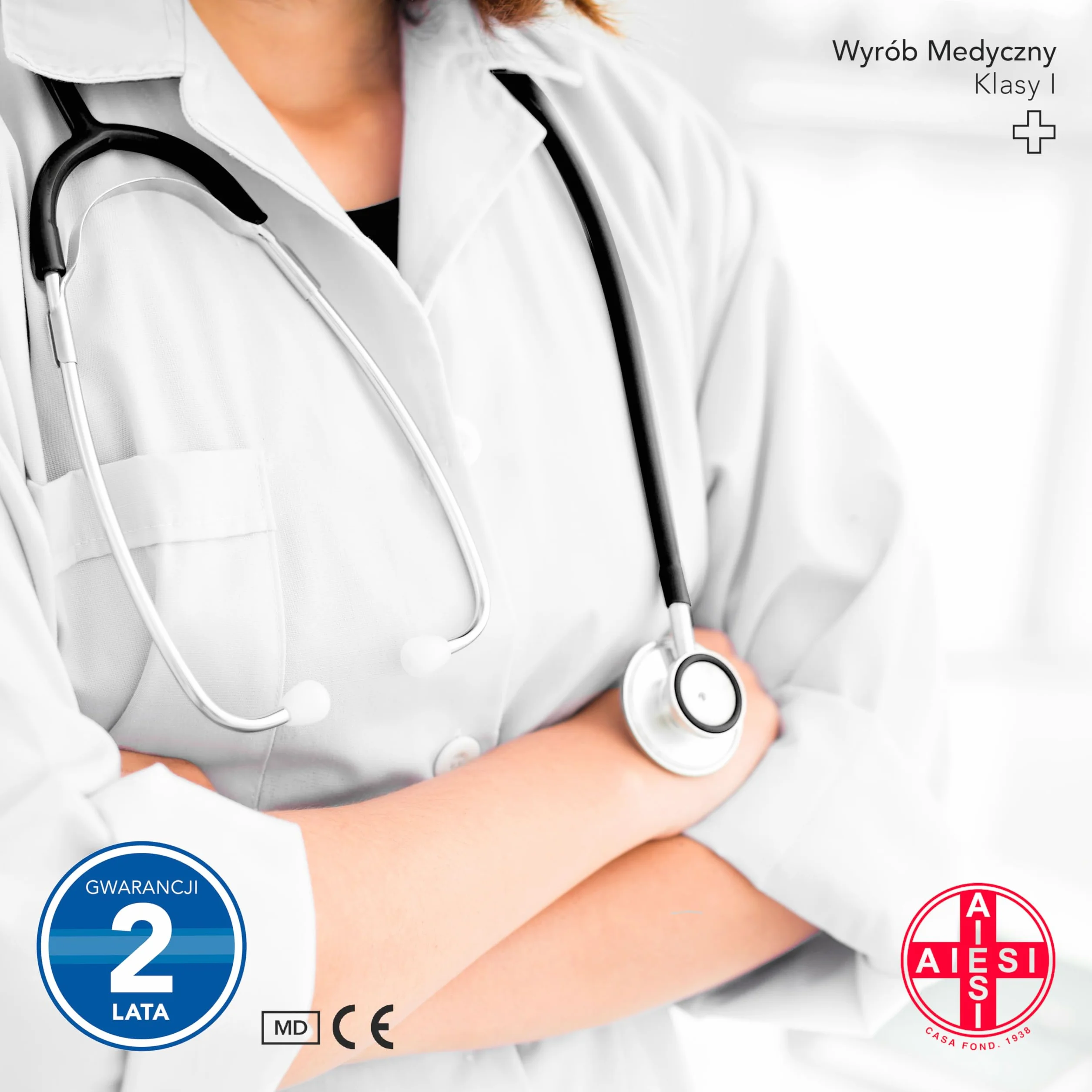 AIESI Stetoskop z Podwójną Głowicą dla Dorosłych, Doctor B-Scope, Czarny