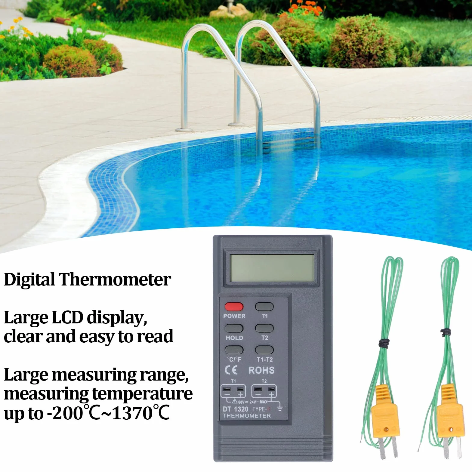 DT‑1320 Cyfrowy Termometr Miernik Temperatury Typu K Wyświetlacz LCD Termopara z Sondą Temperatury do Przemysłowego Pomiaru Temperatury