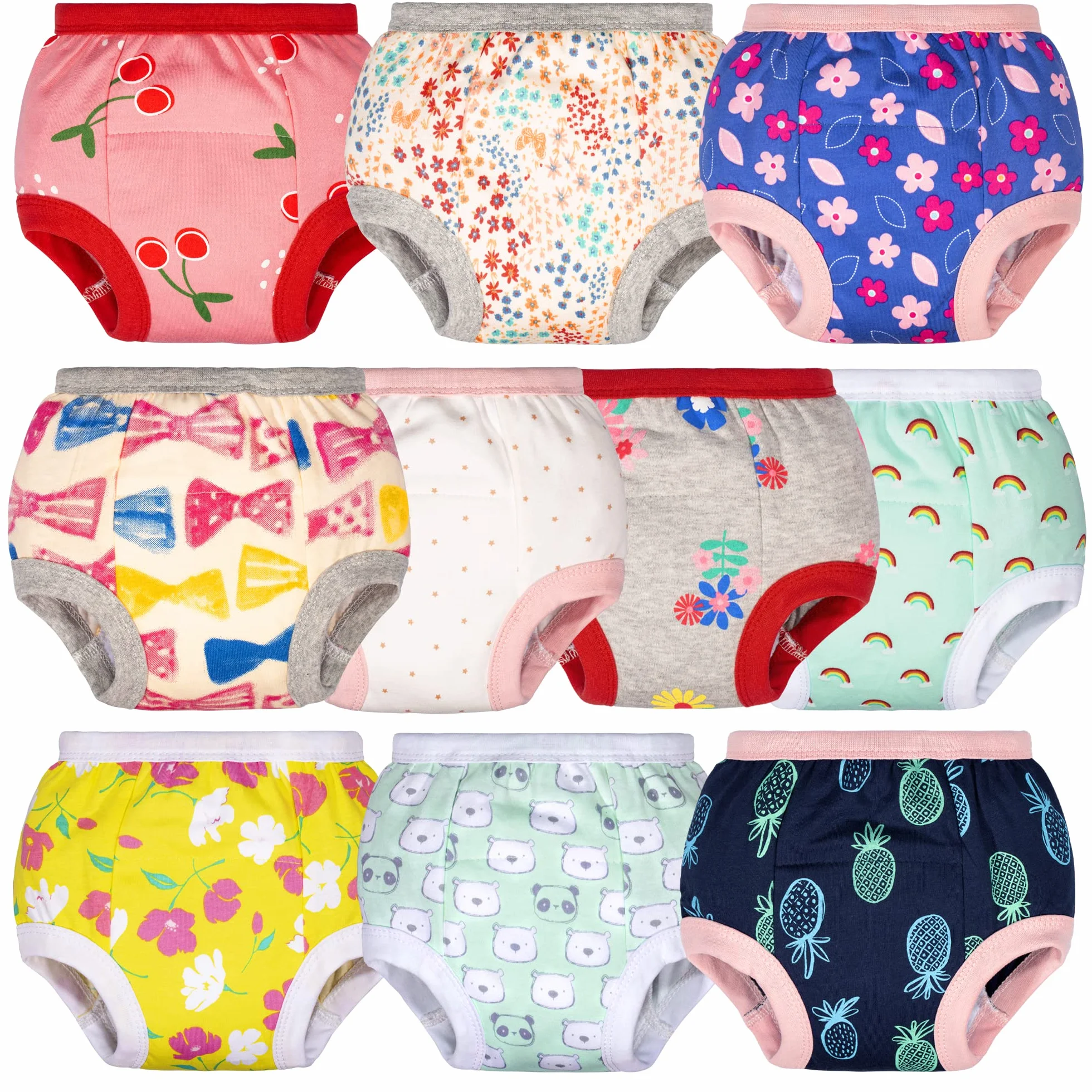 BIG ELEPHANT Toddler Potty Training Pants- 100% Bawełna Unisex Baby Pee Majtki 10-pak, 12M-4T