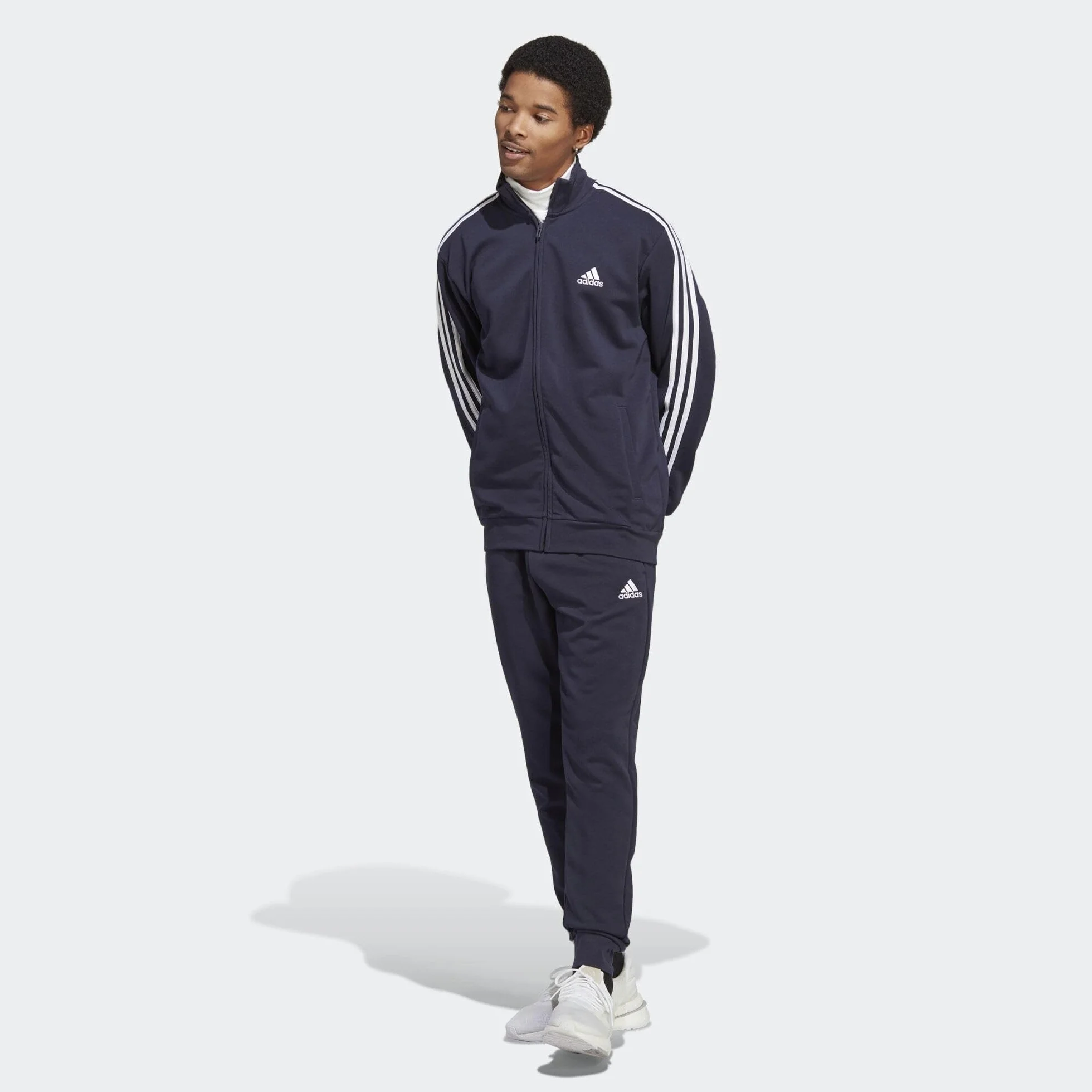 adidas Mężczyźni Basic 3-Stripes French Terry Track Suit, Legend Ink, M