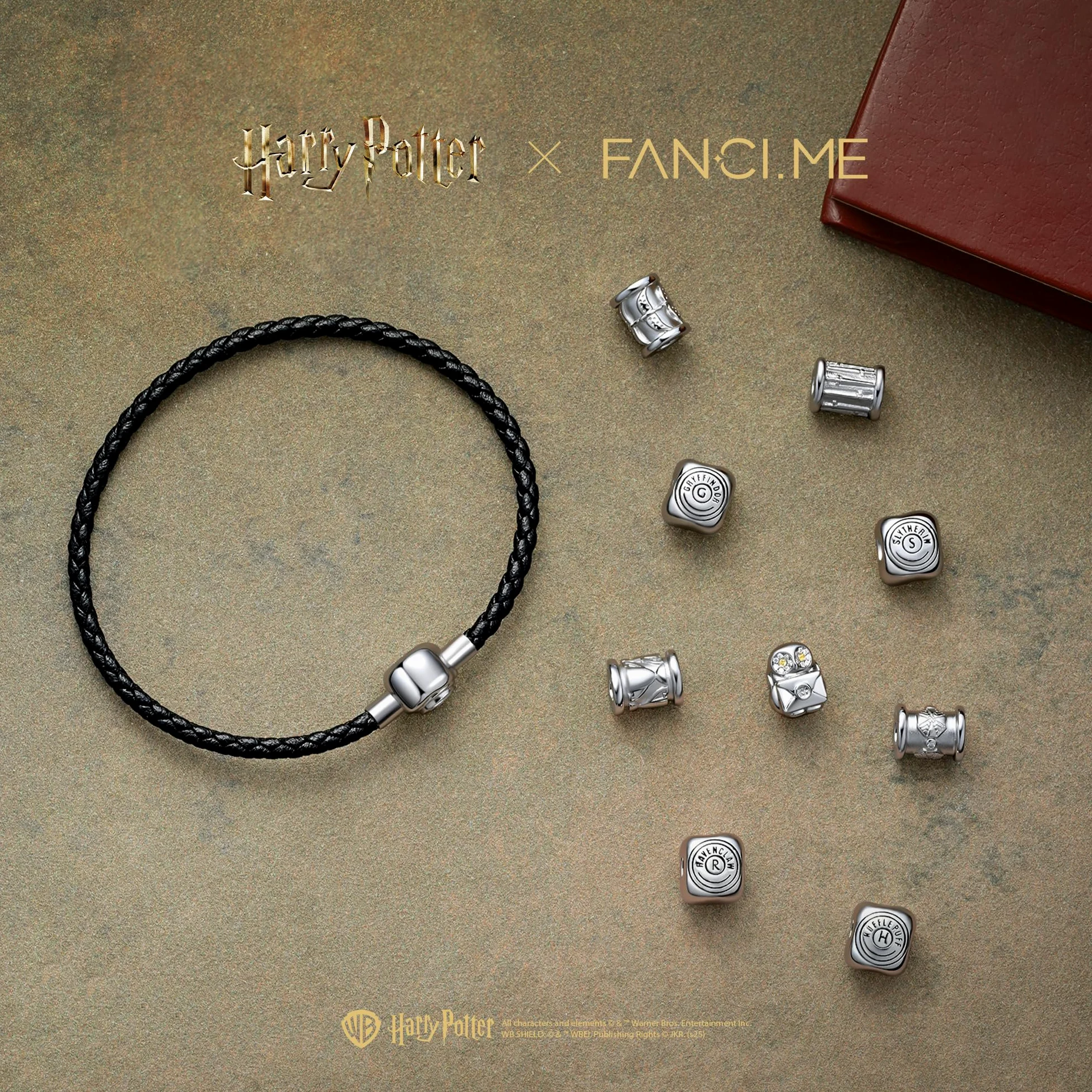 Harry Potter x FANCIME Collaborative Collection - Leather Bracelet, Sterling Silver Bead Charms Bracelet Jewellery Gift for Women Girls