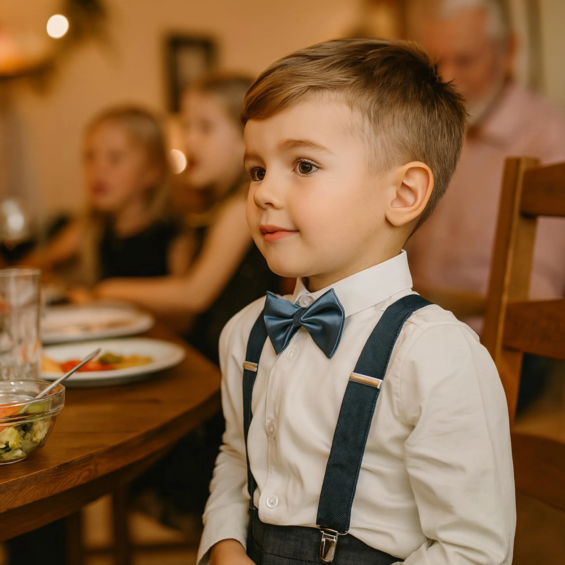 Szelki unisex z muszką dla dzieci: stylowe i praktyczne, z trzema klipsami