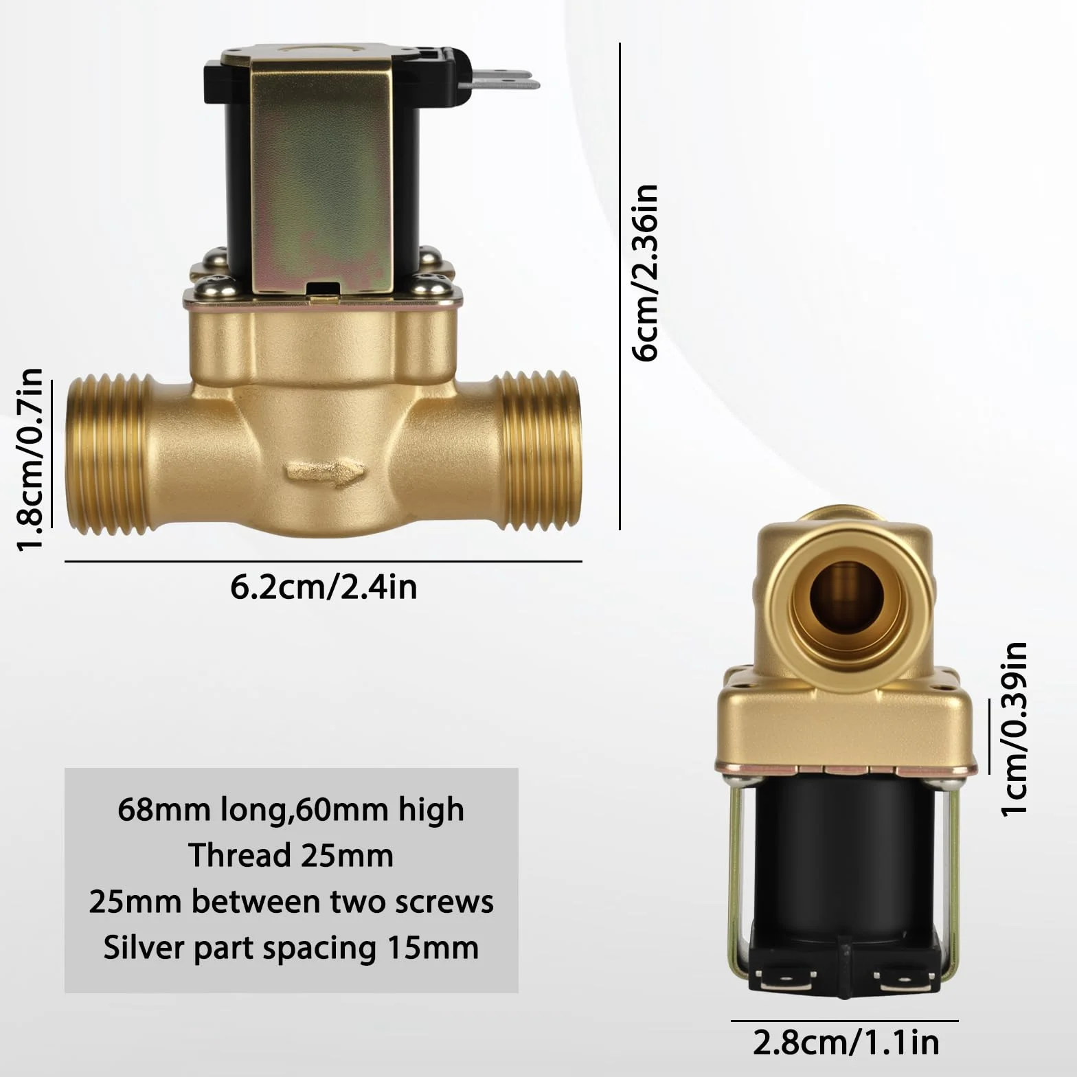 Mosiężny zawór magnetyczny, G1/2 AC 220 V, zawór elektromagnetyczny na wlot wody, 2-drożny wlot wody, normalnie zamknięty magnes zawór do sterowania wodą