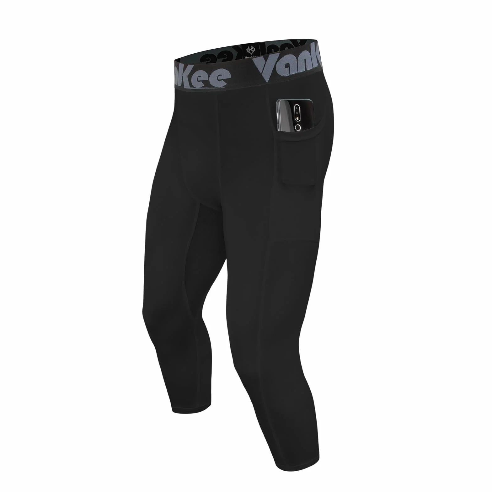 Męskie spodnie kompresyjne 3/4 z kieszeniami Sportowe legginsy do biegania Spodnie fitness Szybkoschnące spodnie do koszykówki Piłka nożna Joga Siłownia