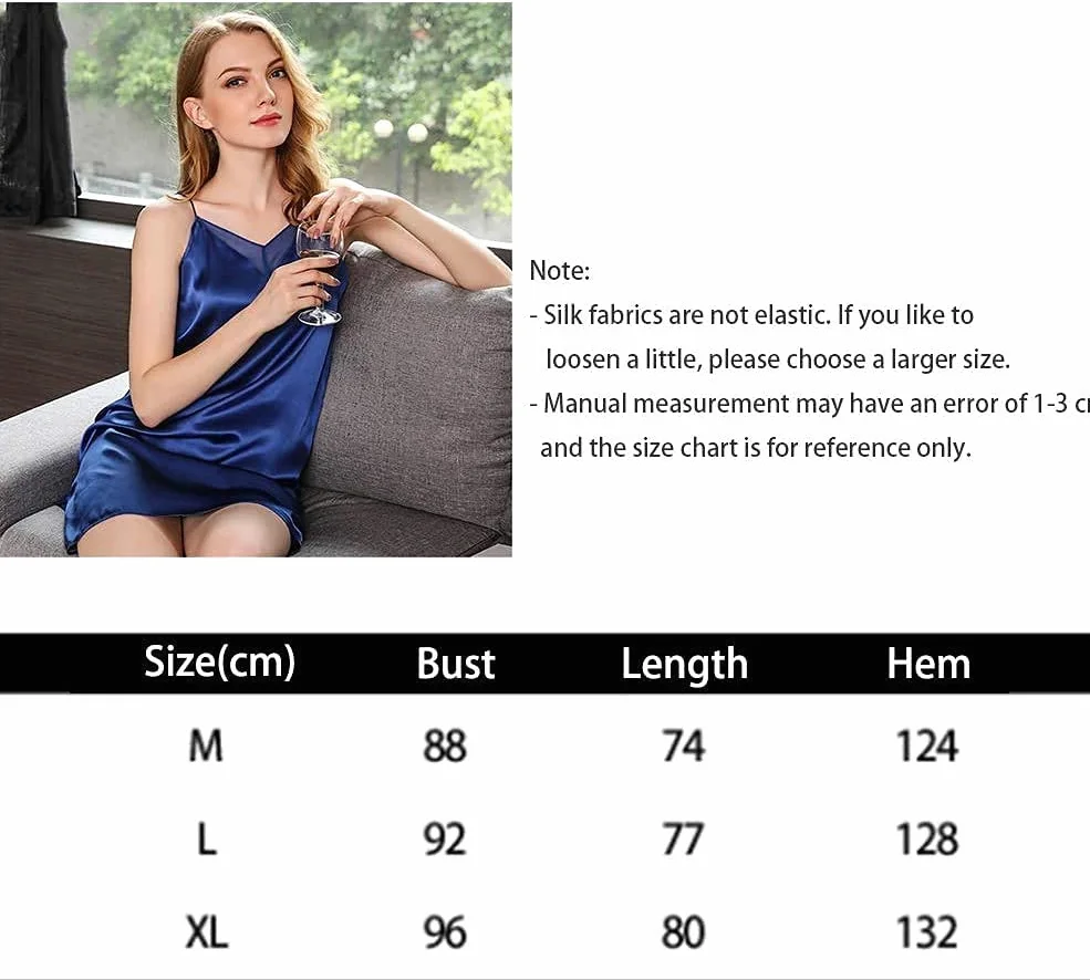 Damska koszula nocna Bielizna z czystego jedwabiu Koronkowa dekolt w szpic Negligee Strappy Koszula nocna Koszule nocne Koszulka Bielizna nocna