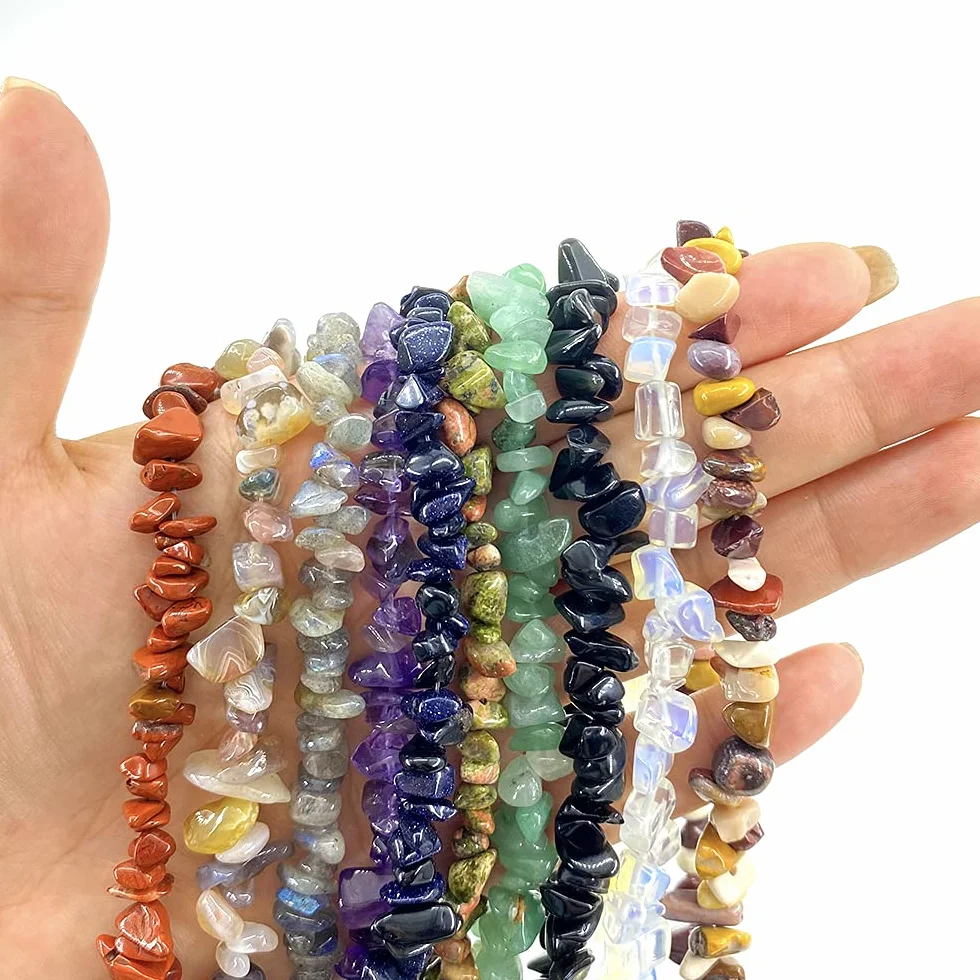 Naturalne nieregularne kamienie szlachetne, około 5 mm-8 mm odprysków kamienne koraliki z otworami, do tworzenia i dekoracji biżuterii DIY, 89 cm (unnakite)