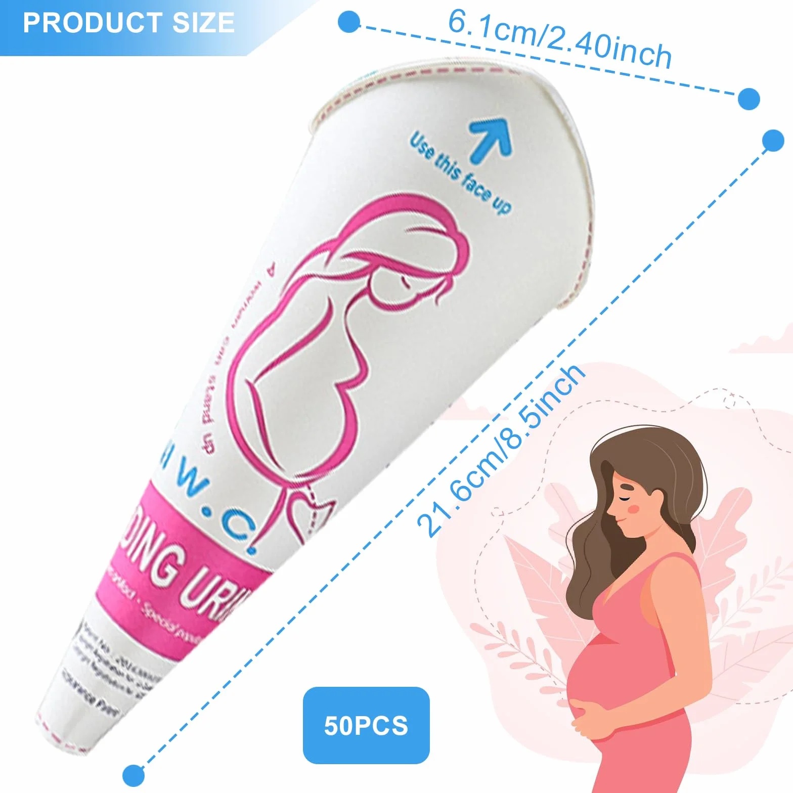 50 sztuk pisuaru dla kobiet, przenośne, szczelne, dla kobiet, lejek kempingowy, do oddawania moczu w pozycji stojącej lub kucającej, dla kobiet, do oddawania moczu w podróży, amping (różowy)