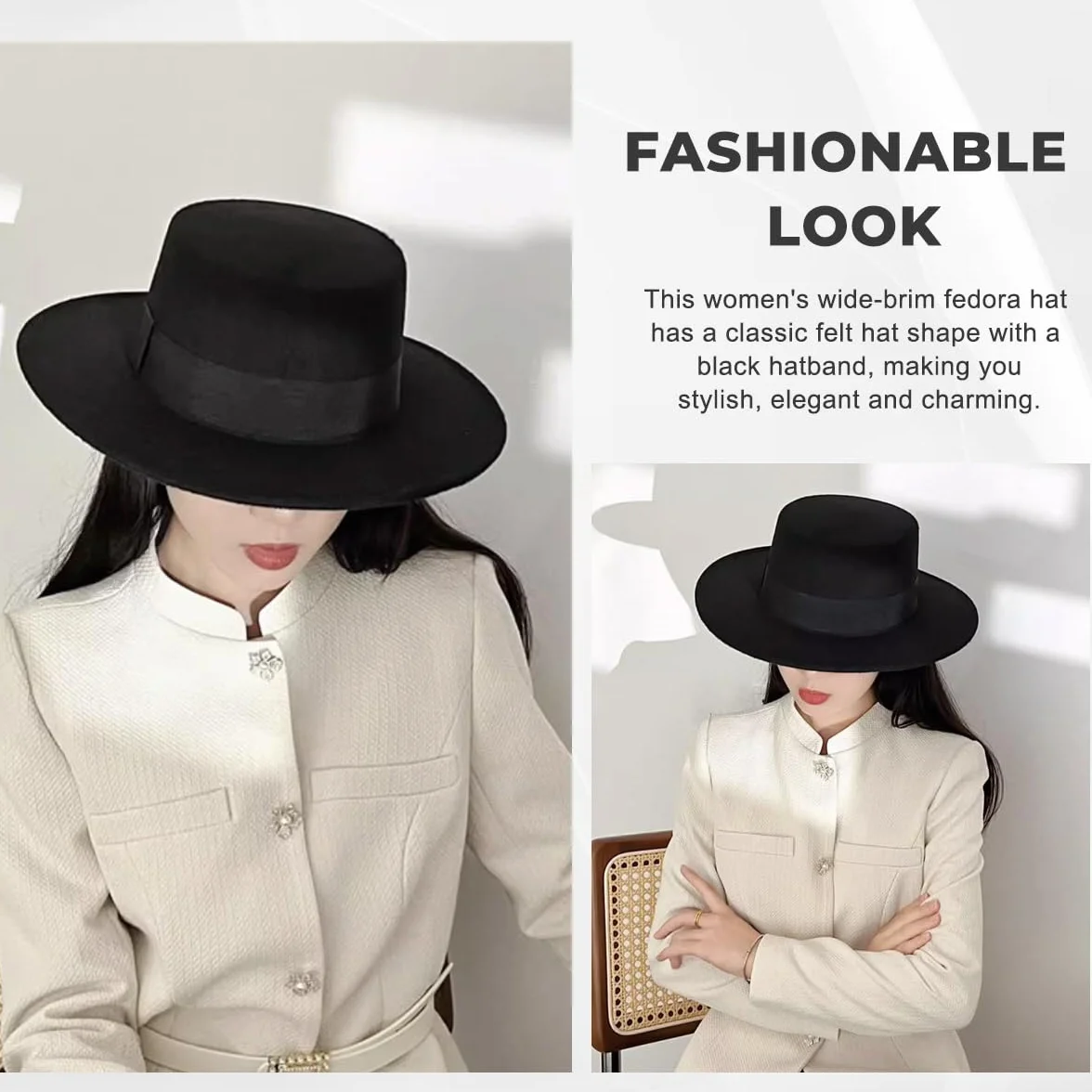 Moda czarna klasyczna mieszanka wełny płaski daszek elegancka czapka Fedora styl panama czapka typu melanż kapelusz z paskiem wstążkowym