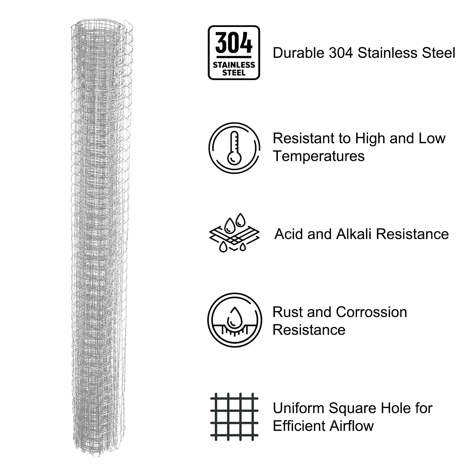 PATIKIL Siatka druciana 40 cm x 1 metr, 1/3" (9 mm) 20-calowe spawane siatki z drutu stalowego 304 o wysokości 304 mm na rolki, siatka druciana do ogrodzenia dla zwierząt ogrodowych, kur, zająców