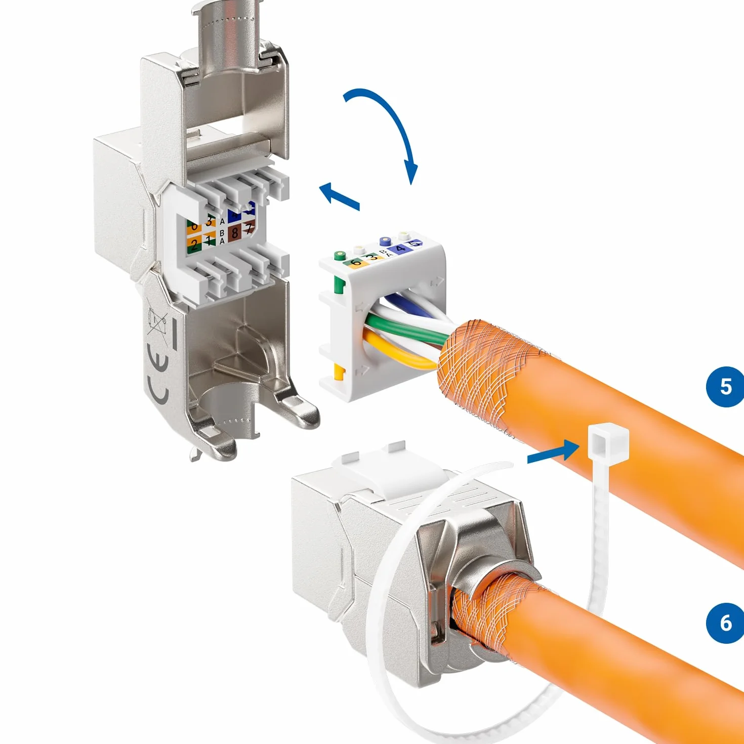 deleyCON 24 Portów Zestaw Paneli Krosowych CAT7 Pole Łatki Pole Dystrybucji Modułowy 1 HE 19" Calowy Montaż w Szafie + 24x CAT 7 Moduły Keystone RJ45 10 Gbit/s 600 MHz Kabel do Układania Czarny