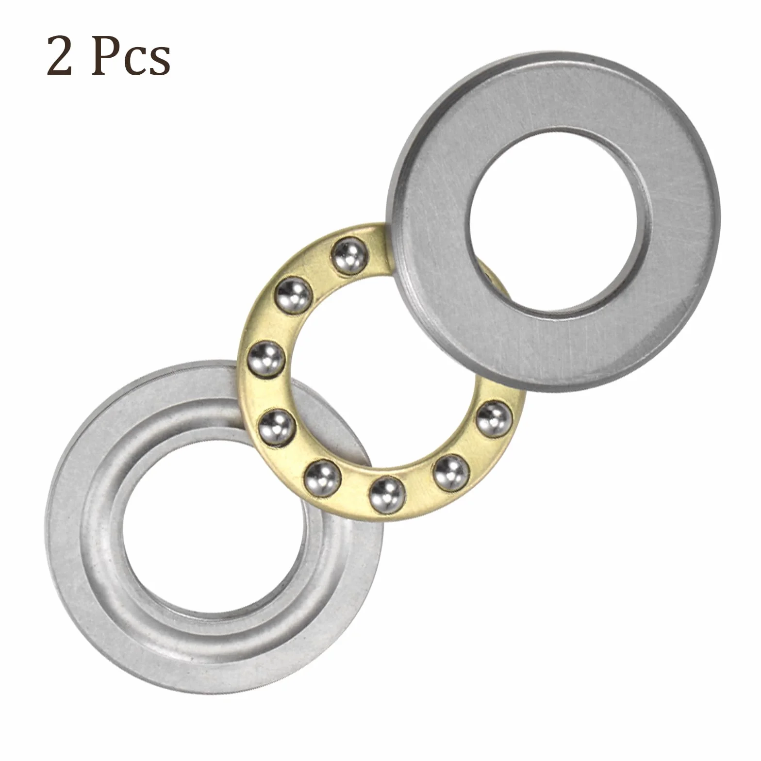 2 szt. Łożyska kulkowe wzdłużne F12-23M - [12 mm średnica otworu x 23 mm średnica zewnętrzna x 7,5 mm szerokość] pojedynczy kierunek do zastosowań obrotowych, z mocowaniem klatkowym