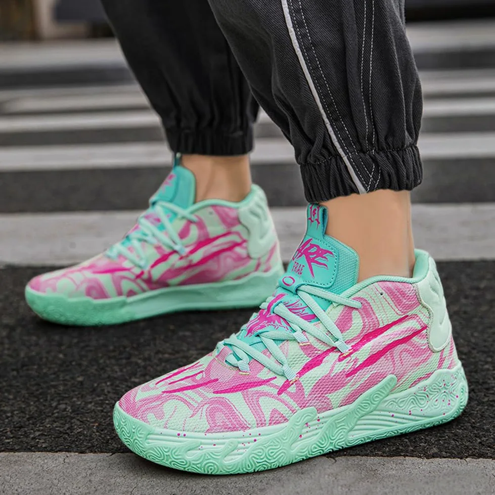 Męskie buty do koszykówki modne antypoślizgowe trampki i buty sportowe unisex lekka gumowa podeszwa zewnętrzna, oddychające, sportowe trampki młodzieżowe