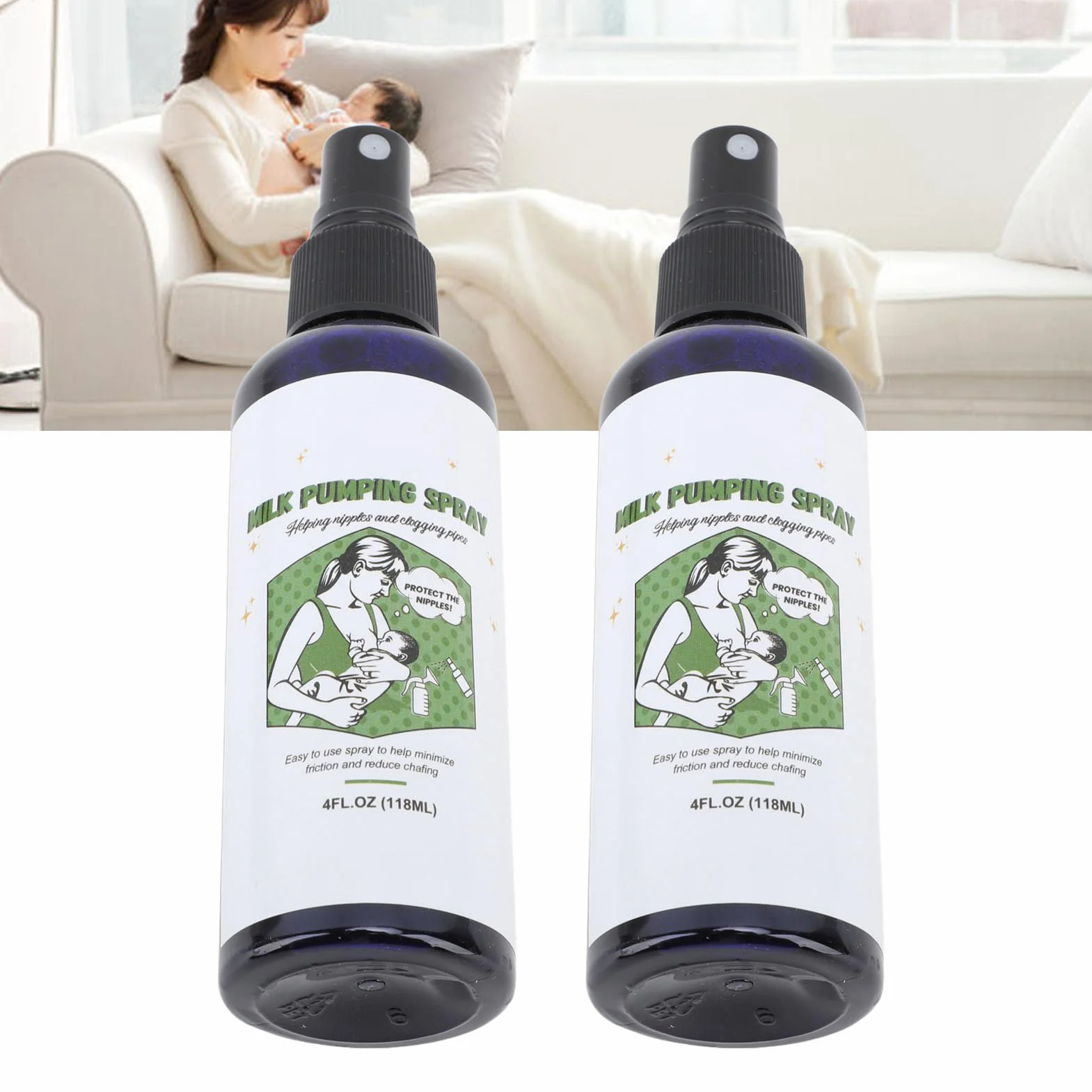 Spray do pompowania piersi, 2 szt., 118 ml, spray do pompowania mleka, nawilżający, odblokowujący sutki, pompka lubrykant w sprayu do karmienia piersią