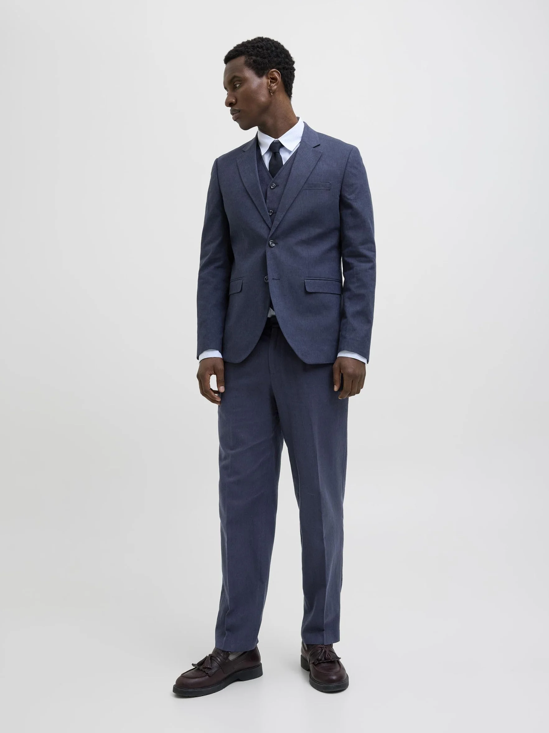 JACK & JONES Męska lniana marynarka Jprriviera Slim Fit Sn, Ciemny granatowy/Krój: Slim Fit, 54