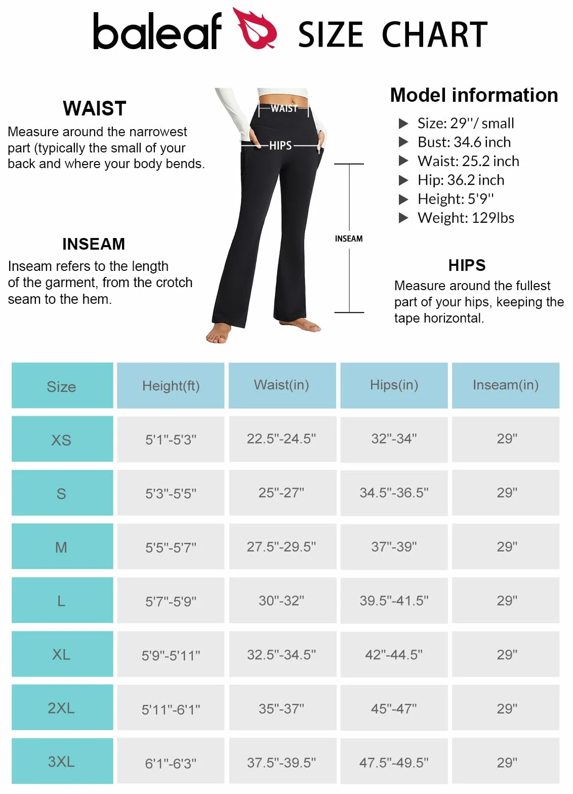 BALEAF Damskie legginsy z podszewką polarową, wodoodporne spodnie do jogi z wysokim stanem i kieszeniami bootcut zimowe spodnie do jogi