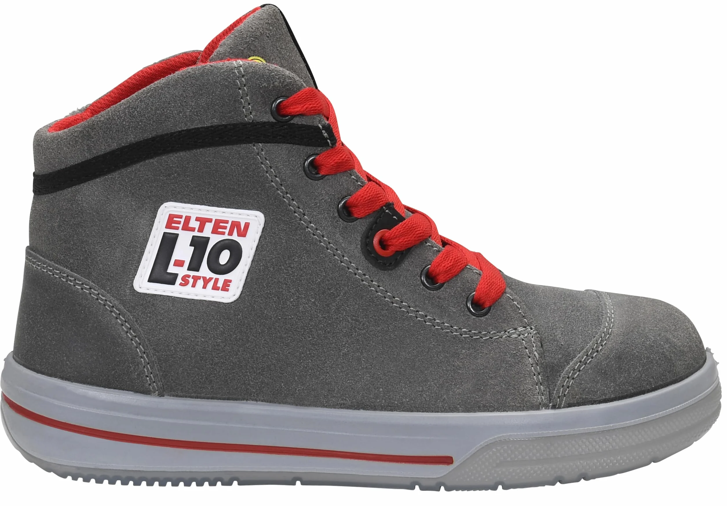 ELTEN Uniseks Elten Sicherheitsschuhe Vintage Mid Esd S3, Herren, Sportlich, Sneaker, Leicht, Grau/Rot, Stahlkappebuty ochronne