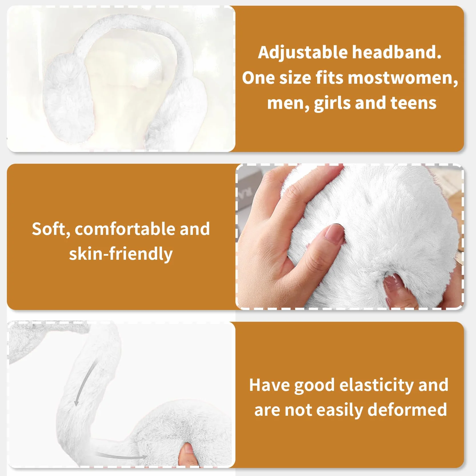 Zimowe Damskie Nauszniki, Składane Ocieplacze na Uszy ze Sztucznego Futra - Ciepłe Pluszowe Puszyste Ochrona Przed Zimnem Akcesoria Zimowe Outdoorowe dla Kobiet i Mężczyzn