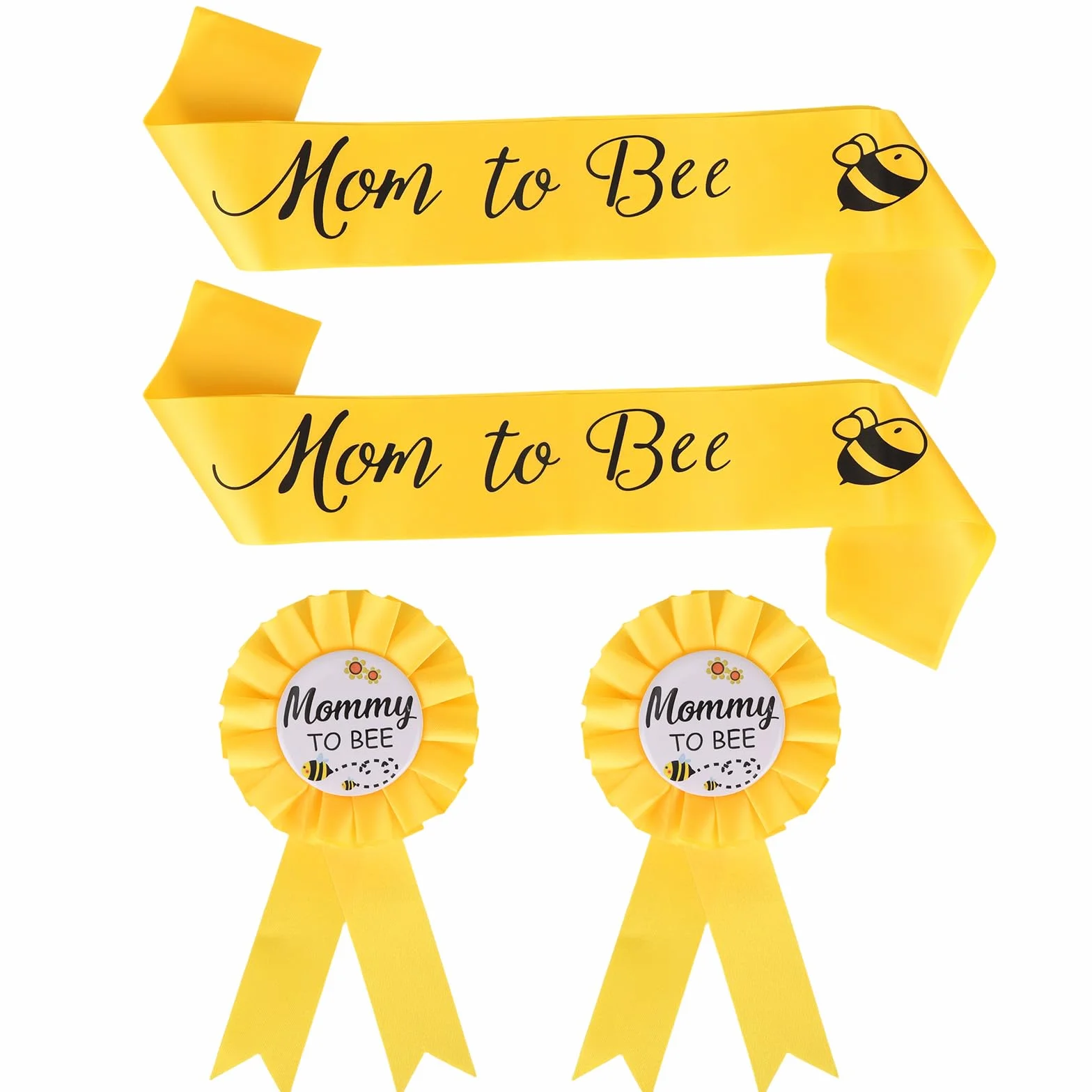 Dekoracje na Baby Shower z Motywem Pszczółki, Zestaw Szarf dla Mamy i Taty Zestaw Żółtych Miodowych Dekoracji na Baby Shower z Motywem Ujawnienia Płci Dziecka
