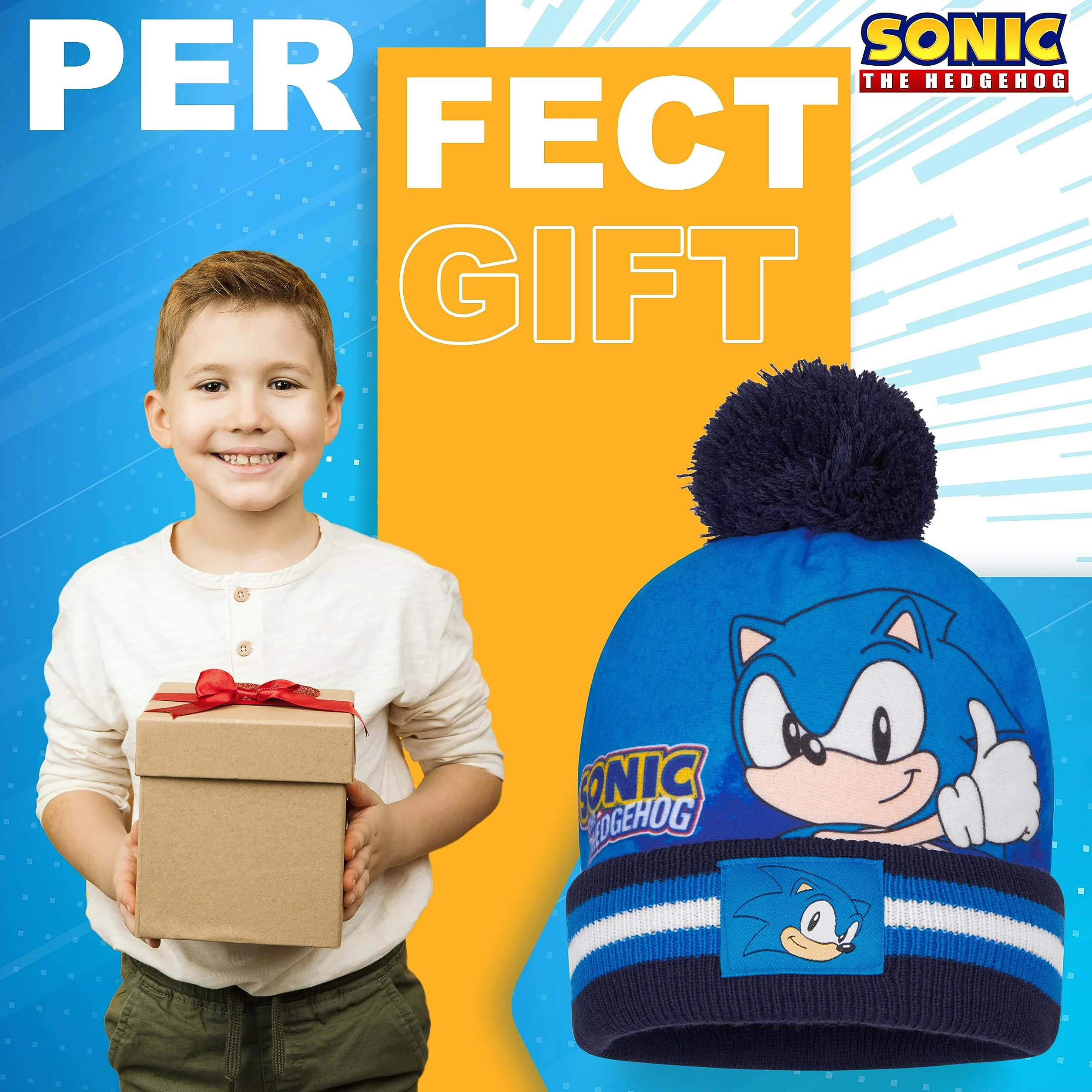SONIC THE HEDGEHOG Czapka beanie szalik i rękawiczki zestaw dla chłopców
