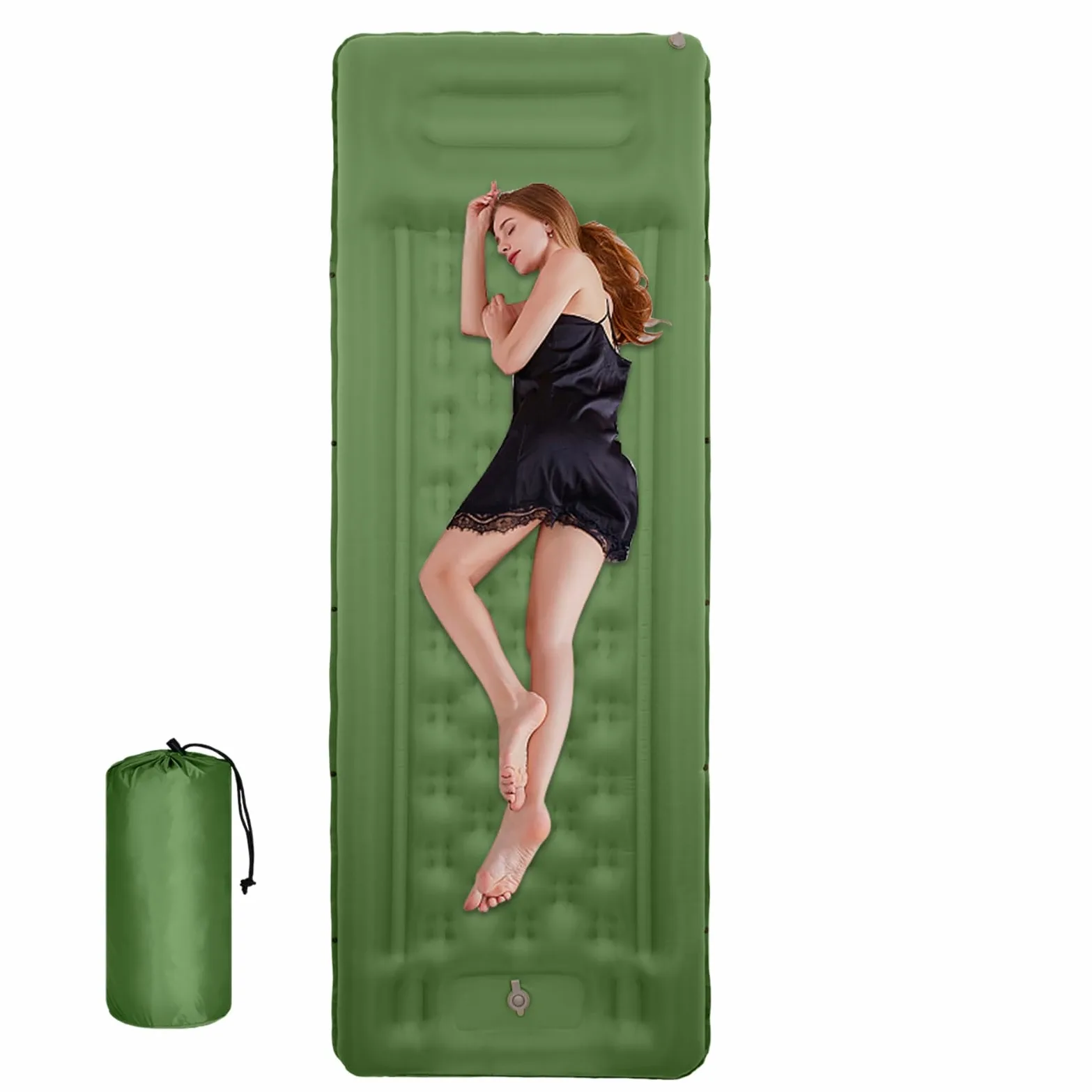 Materac Do Spaniena Na Camping Nadmuchiwany Materac O Grubości 4,3 (10,9 | Wbudowana Pompka Nożna Do Materaca Do Plecaka Wędrówek Podróży Na Zewnątrz Samochodu Namiotu Letniego