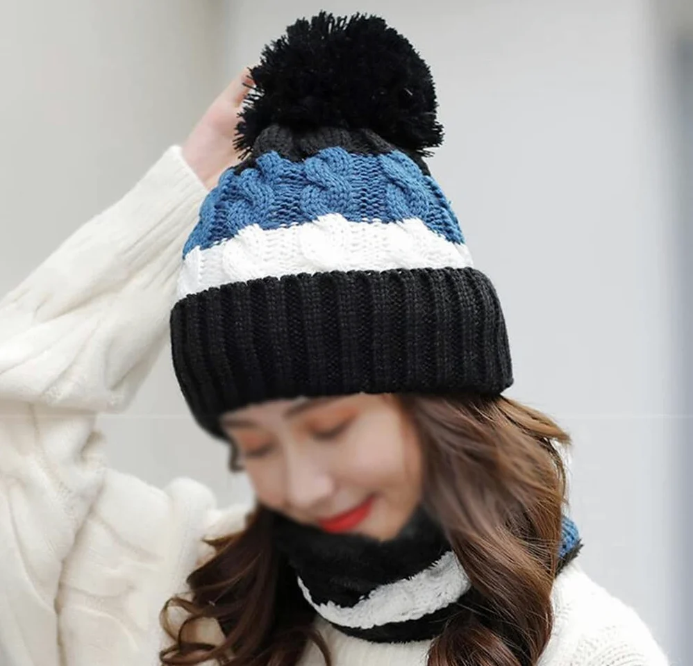 Czapka zimowa damska gruba dzianina ciepła czapka beanie na szelkach damska wiatroszczelna szwy dzianinowa czapka z dzianiny (kolor: C, rozmiar: jeden rozmiar)