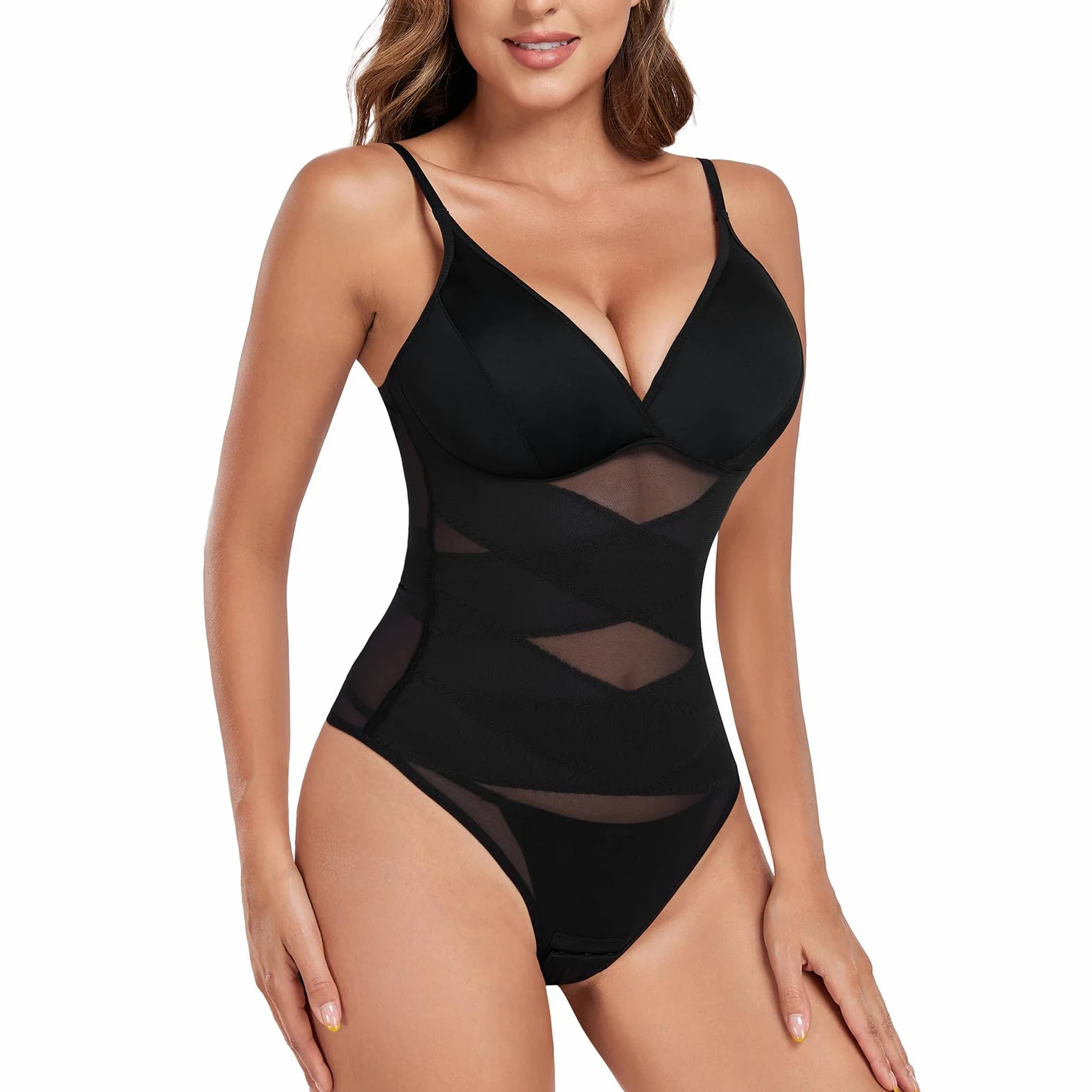 Tuopuda Damskie Body Modelujące Wyszczuplające Brzuch Płaski Brzuch Body Modelujące Ze Stringami Body Wyszczuplające Szykowny Elegancki Pasek Spaghetti Bielizna Top