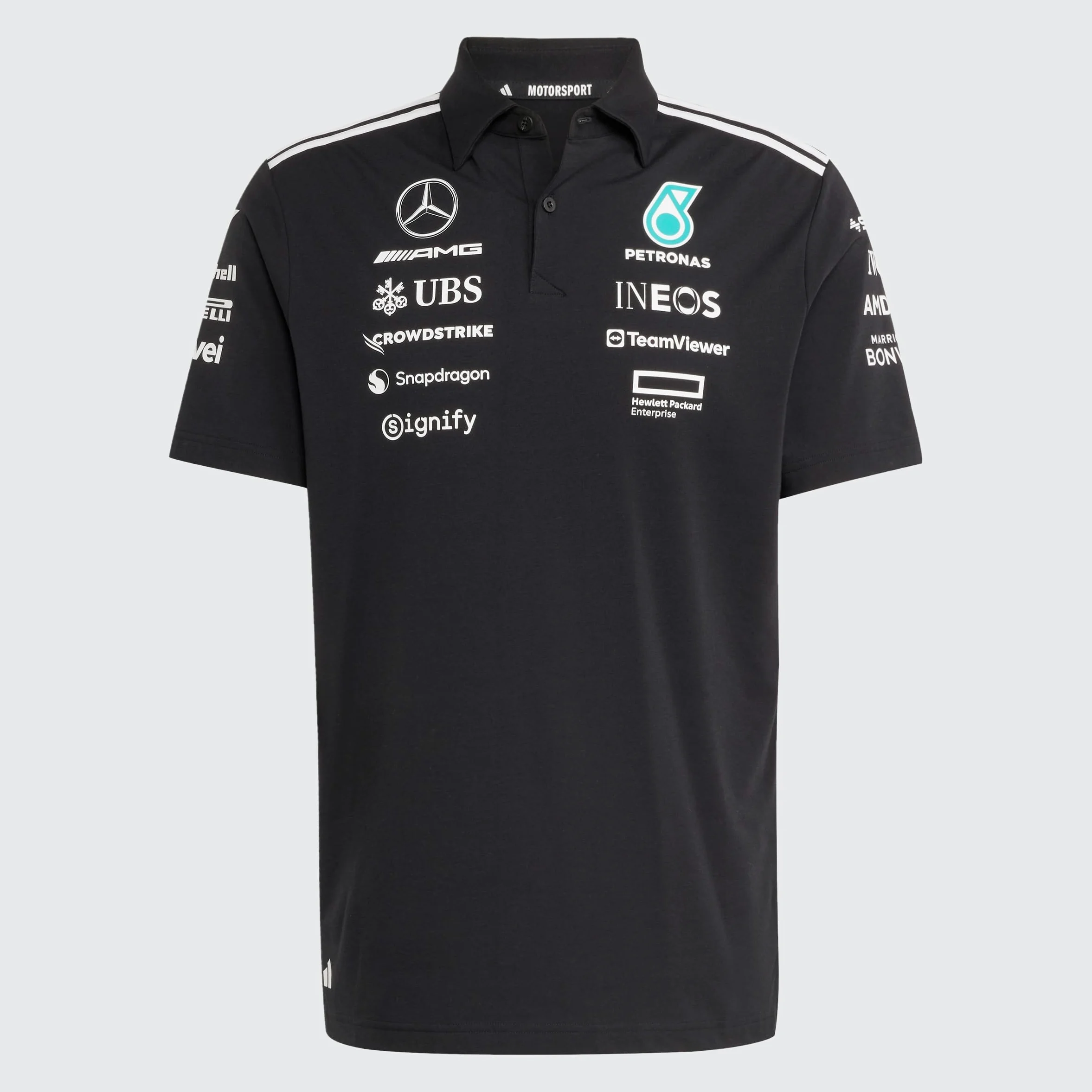 adidas Mężczyźni MERCEDES - AMG PETRONAS FORMULA ONE TEAM TEAM POLO BLACK MEN, black/white, L