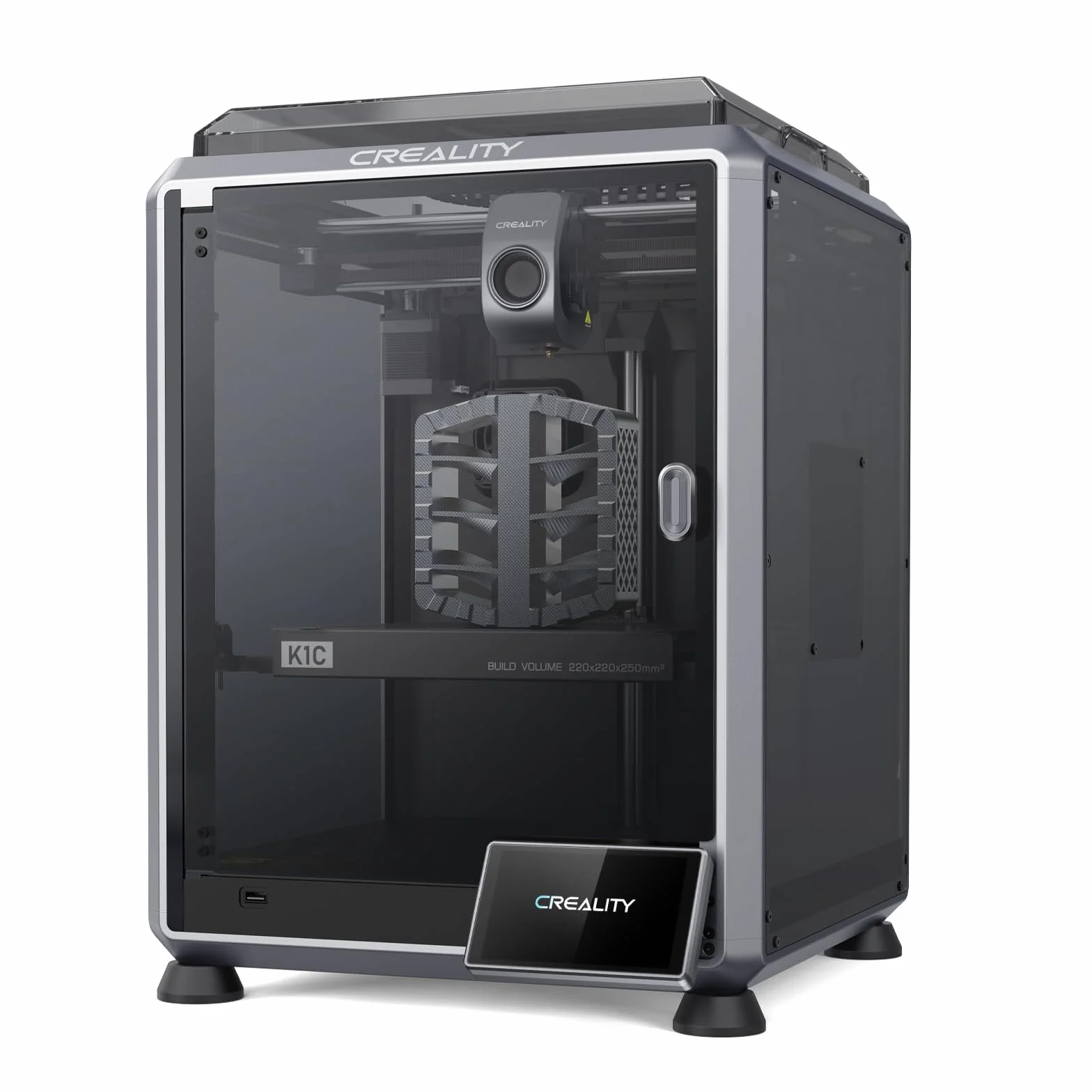 Creality Drukarka 3D K1C z kamerą AI, prędkość drukowania 600 mm/s, automatyczne poziomowanie, potrójne chłodzenie, w pełni metalowy zestaw wytłaczarki, wypełniony włóknem węglowym