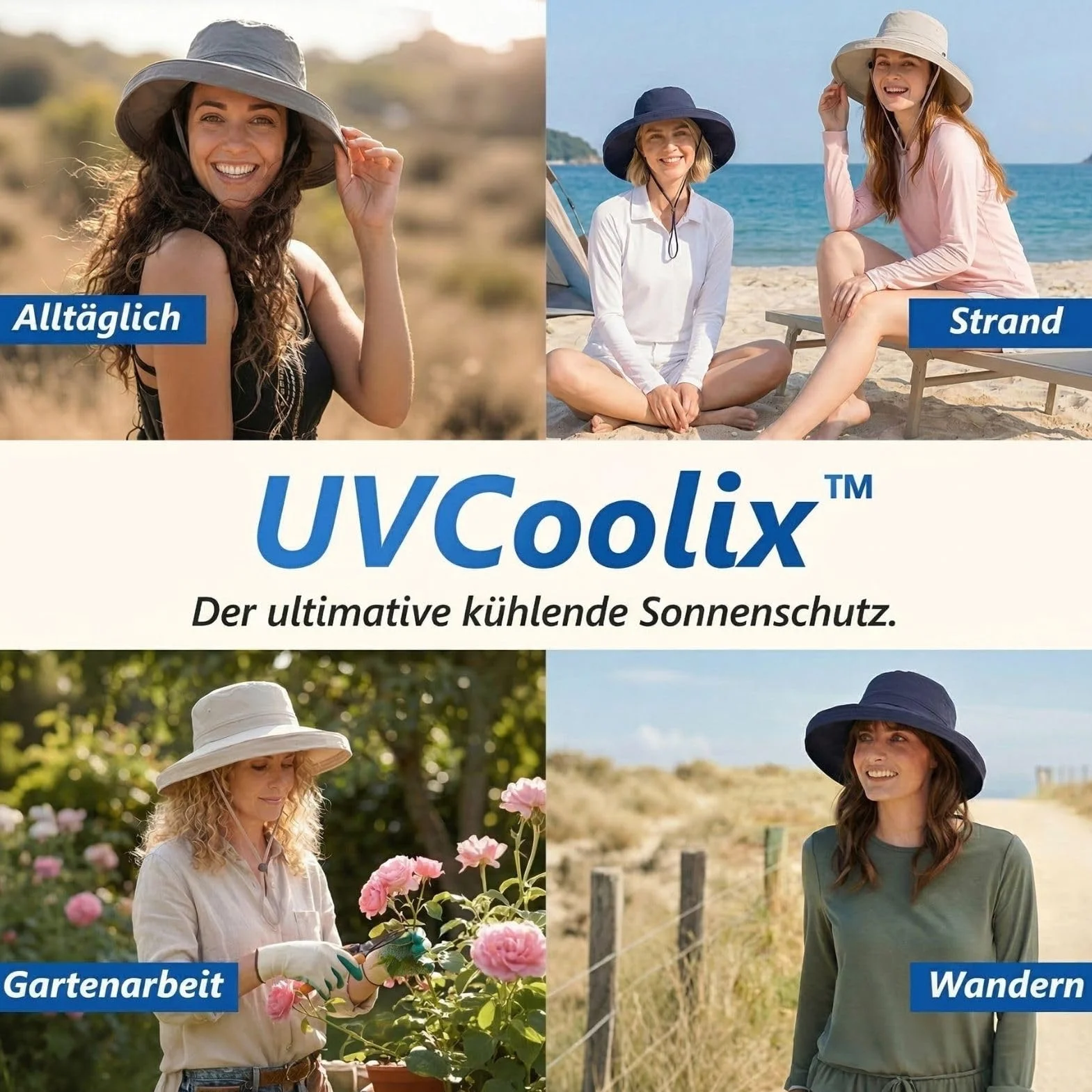 UVCoolix damski kapelusz przeciwsłoneczny UV UPF 50+ szerokie rondo składany
