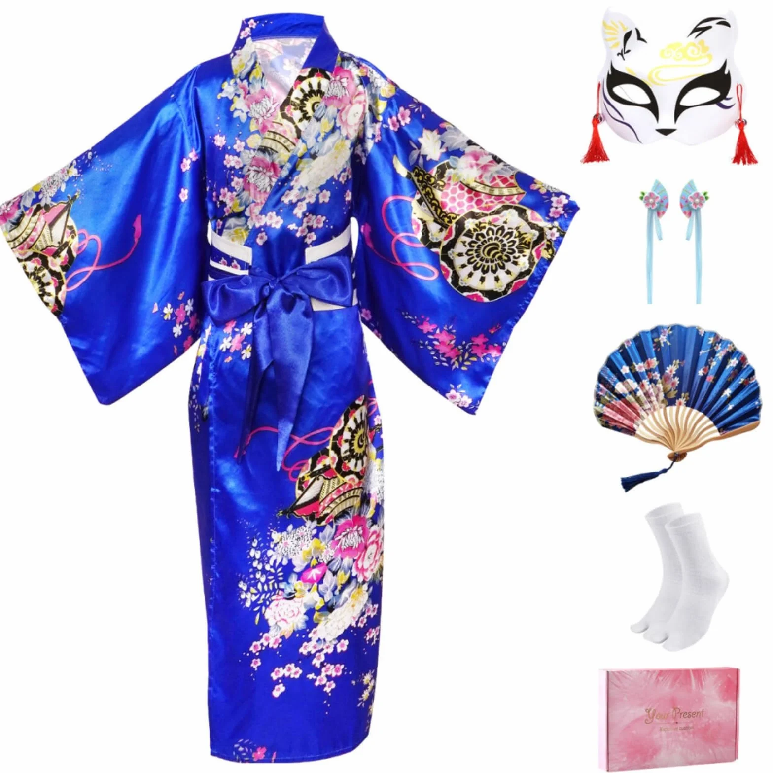 Japońskie kimono szlafrok Yukata gejsza sukienka zestaw dla dziewczynki cosplay lato