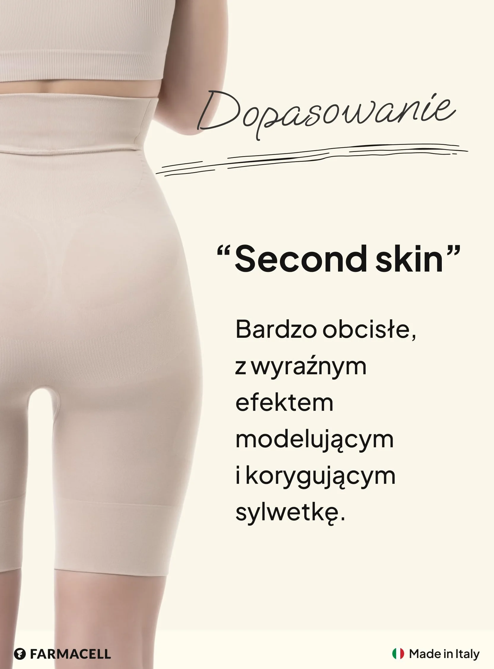 Farmacell Krótkie Szorty Modelujące Damskie, Kontrolą Brzucha, Push-Up, Made in Italy, 602