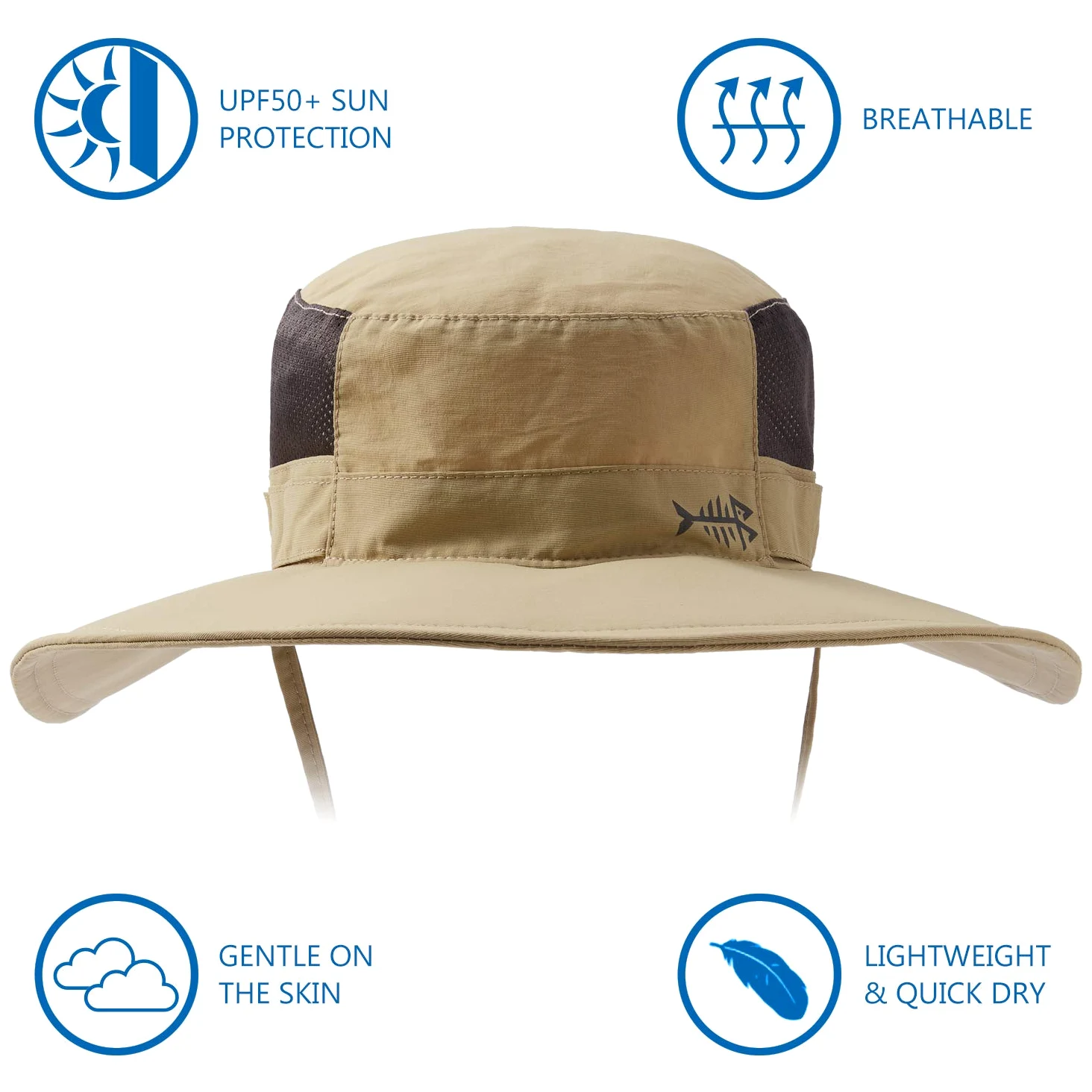 Bassdash UPF 50+ Sun Fishing Hat Wodoodporny z odpinaną klapką na szyję