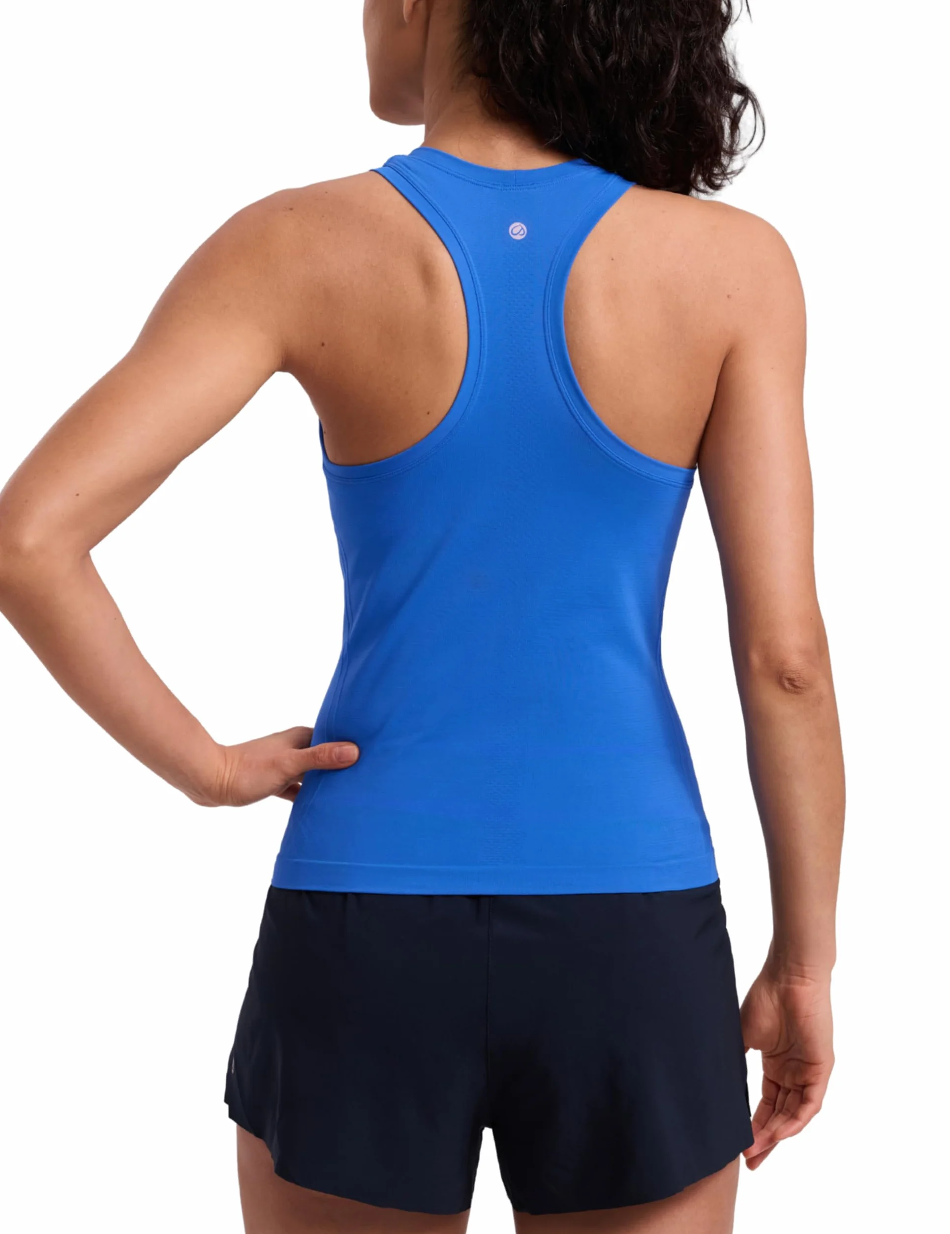CRZ YOGA Bezszwowe damskie oddychające koszulki treningowe typu racerback z wysokim kołnierzem i bez rękawów, do biegania i sportu
