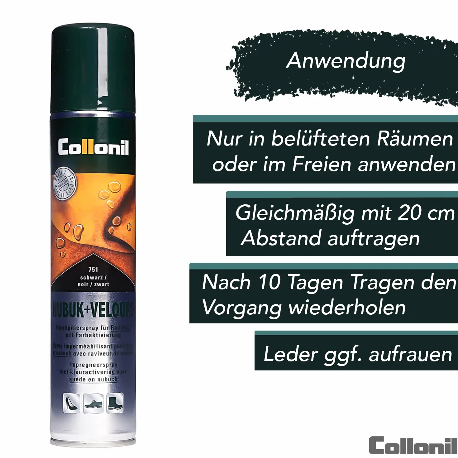 Spray impregnacyjny do zamszu z aktywacją koloru Collonil Nubuk + Velours 200 ml (czarny) (200 ml, czarny)