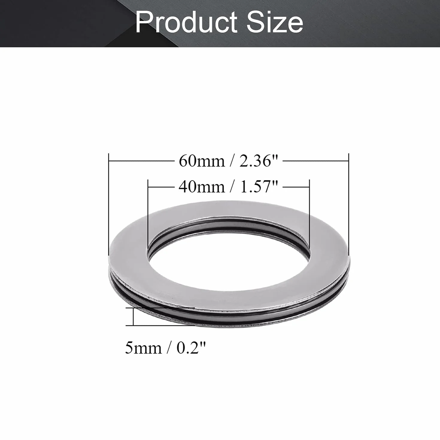 Othmro AXK4060 2AS łożyska igiełkowe z 2 podkładkami, średnica wewnętrzna 40 mm, średnica zewnętrzna 60 mm, grubość 5 mm, twardość GCr15, 1 szt