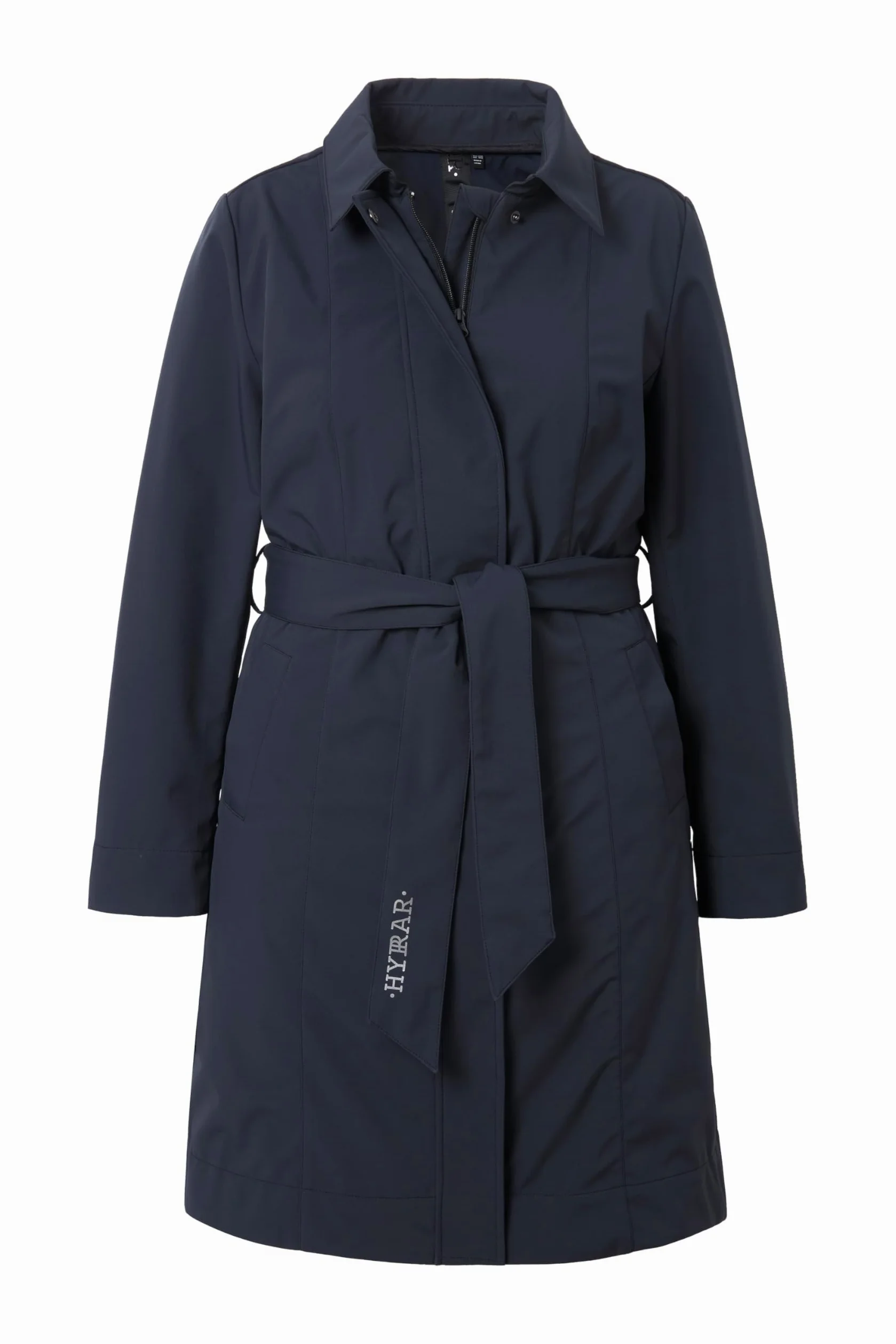 Ulla Popken Hyprar damski trencz softshell, wodoodporny, płaszcz na pasek, morski, 54-56