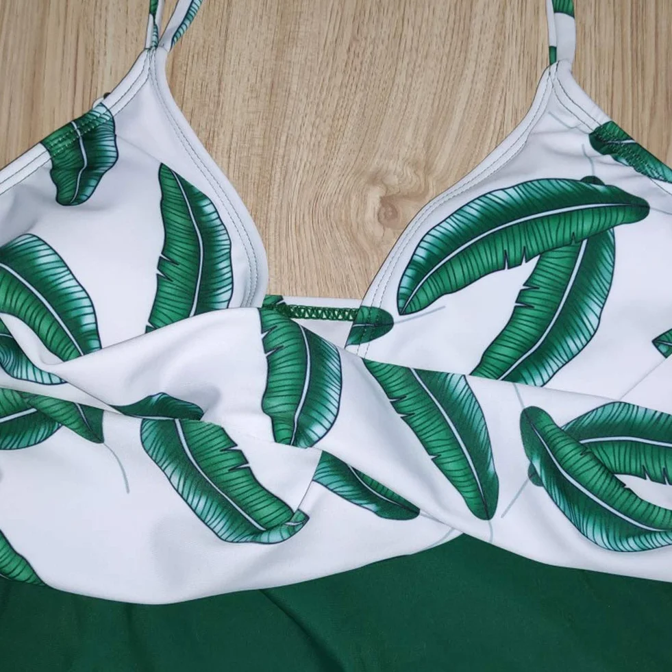 Strój kąpielowy ciążowy jednoczęściowy tankini ciążowy falbanka kwiatowy wysoki stan strój kąpielowy stroje kąpielowe, ZIELONY, XL