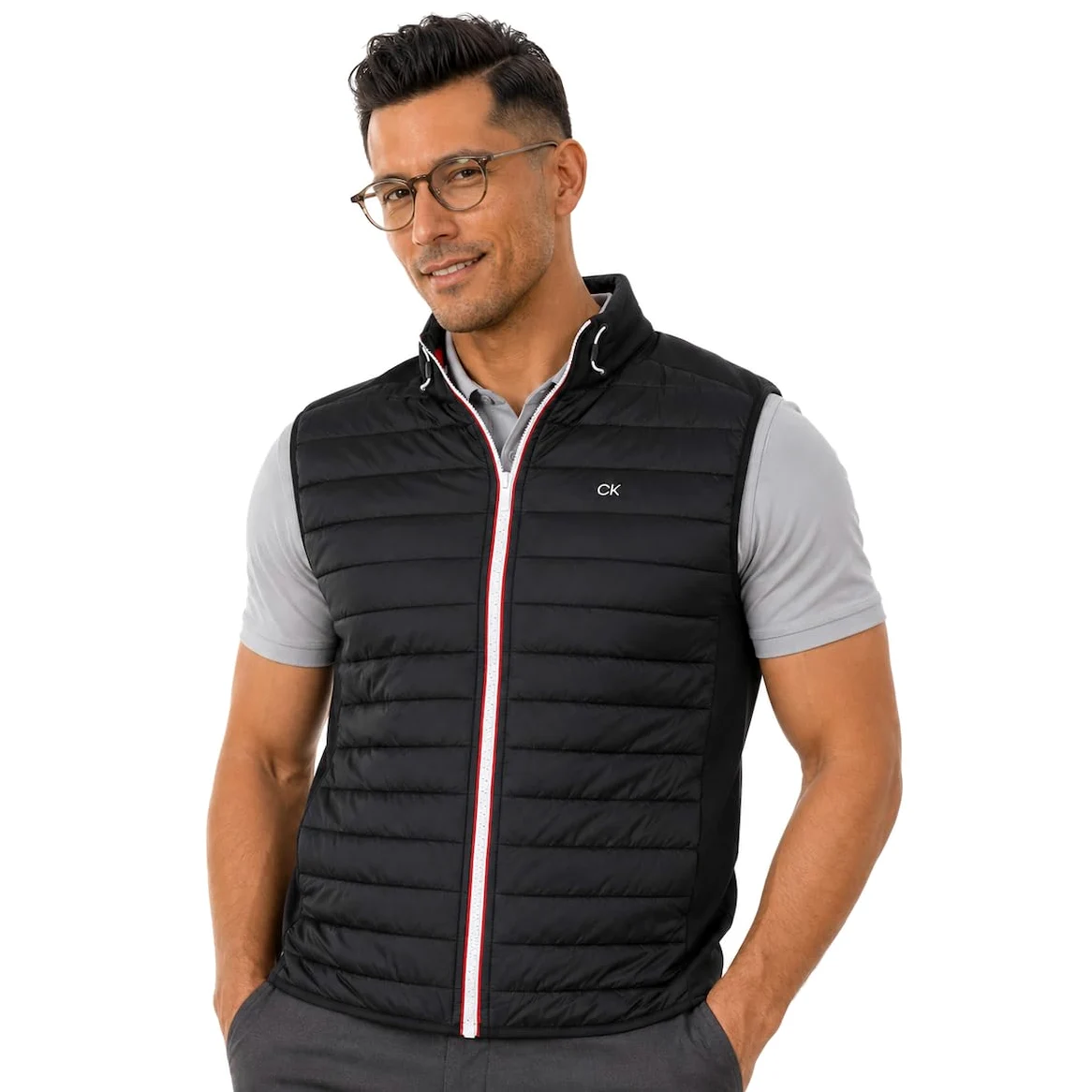 Calvin Klein Męska lekka kamizelka CK Insulate, czarny/czerwony, XL