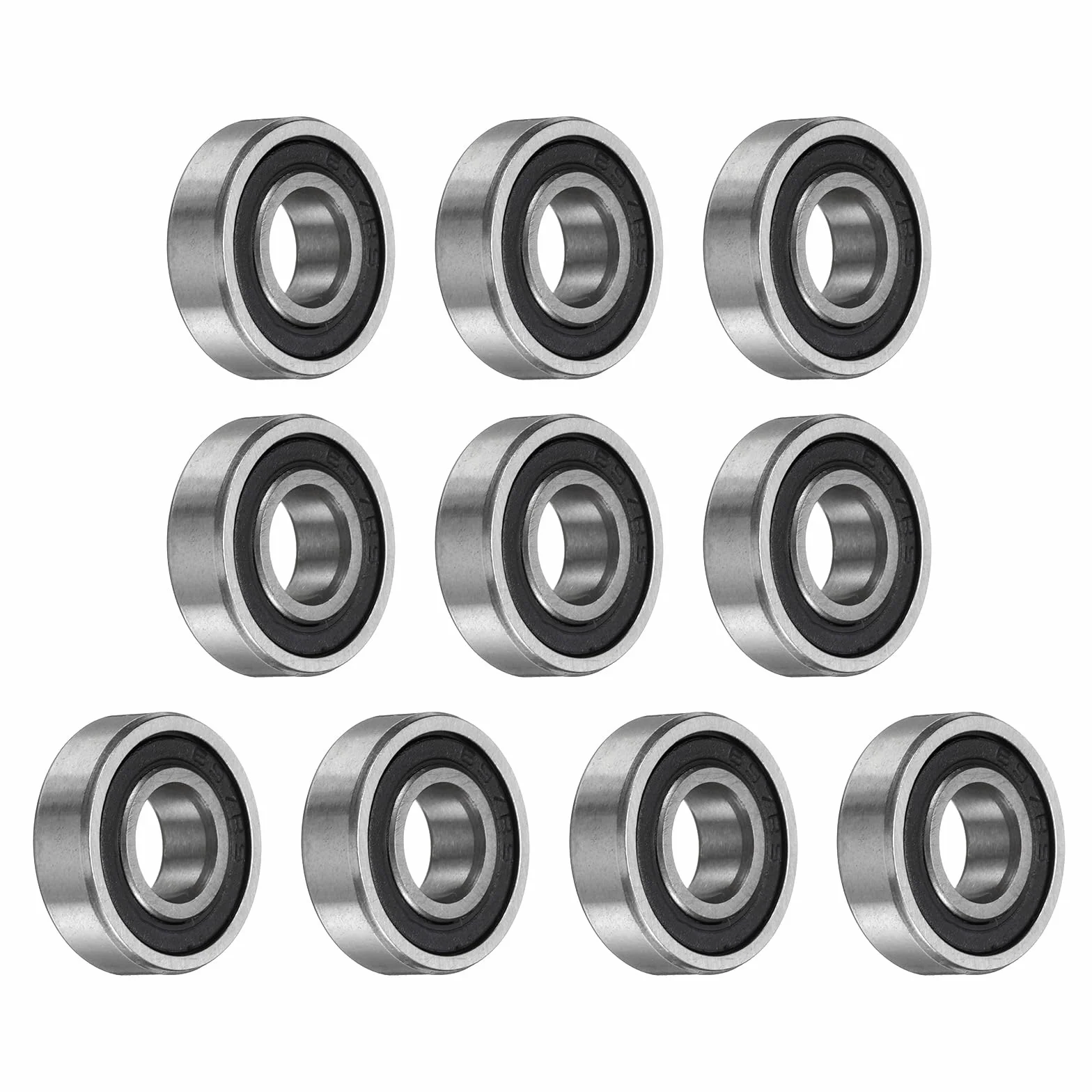 QUARKZMAN 10 sztuk łożysk 697-2RS 7x17x5mm, miniaturowe łożysko kulkowe ze stali chromowanej z podwójną gumową uszczelką, smaruje, P6 (ABEC 3)