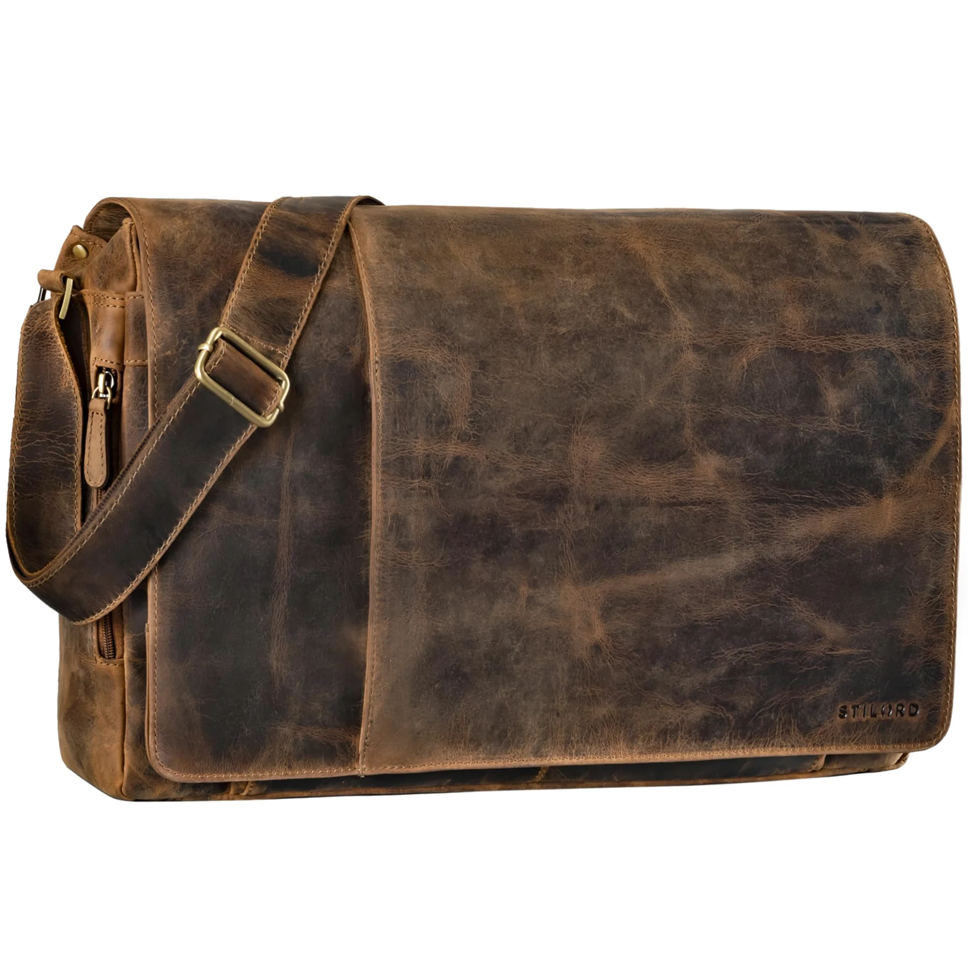 STILORD "Maximus" XXL skórzana torba ogromna torba na ramię torba jednostkowa 17 18 19 21 calowa teczka na laptopa torba biurowa skórzana bawole Kolor:calais - brązowy