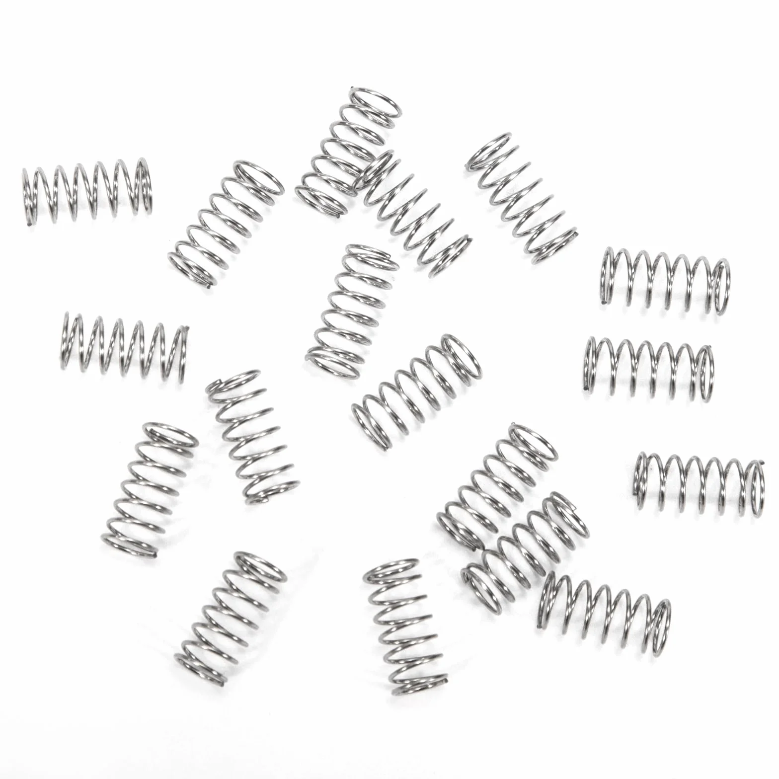 Sprężyna dociskowa ze stali nierdzewnej Sprężyna dociskowa 10mm Średnica drutu 0,4mm Średnica zewnętrzna 5mm Długość 10mm Maksymalna siła sprężyny 0,2kg 20 sztuk